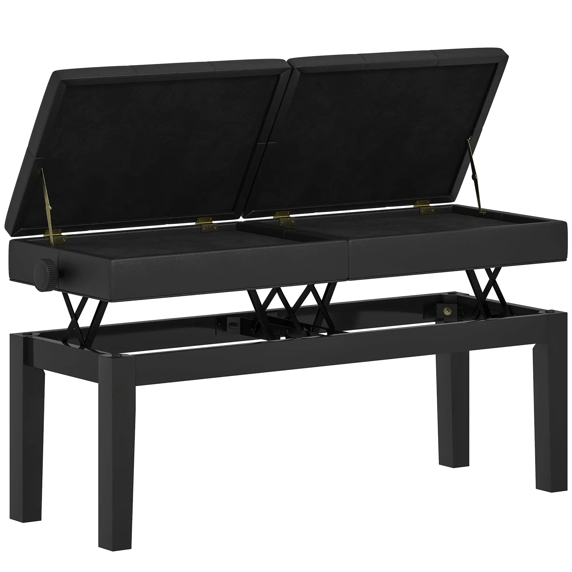 Adjustable Piano Bench Piano Stool with Storage, Supports up to 220 KG, Faux Leather, Black, 105 x 37 x 48-58 cm