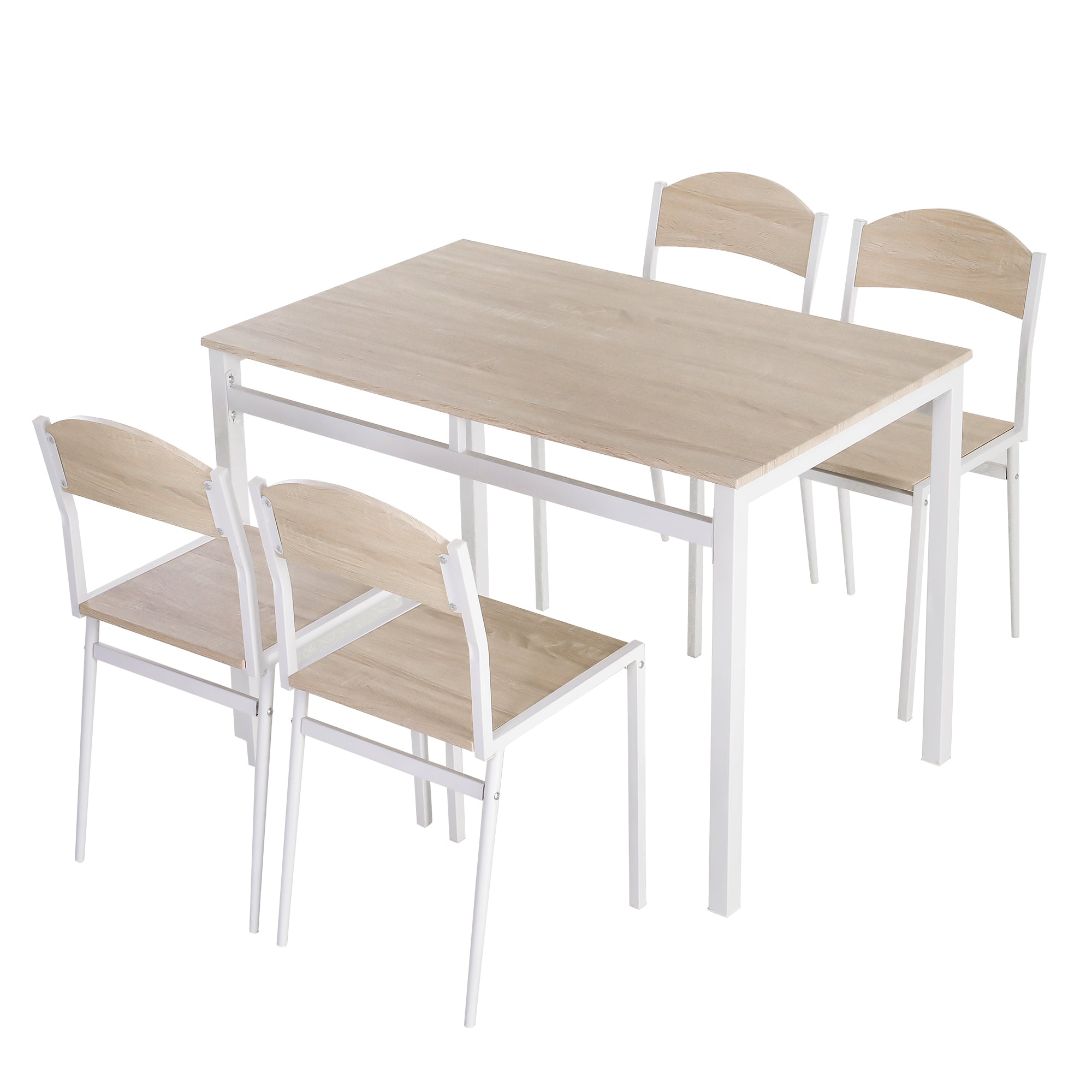 HOMCOM 5-teiliges Esszimmer-Set: Esszimmertisch mit 4 Stühlen - Platzsparendes Küchentisch-Set für Esszimmer und Küche, Grau + Weiß