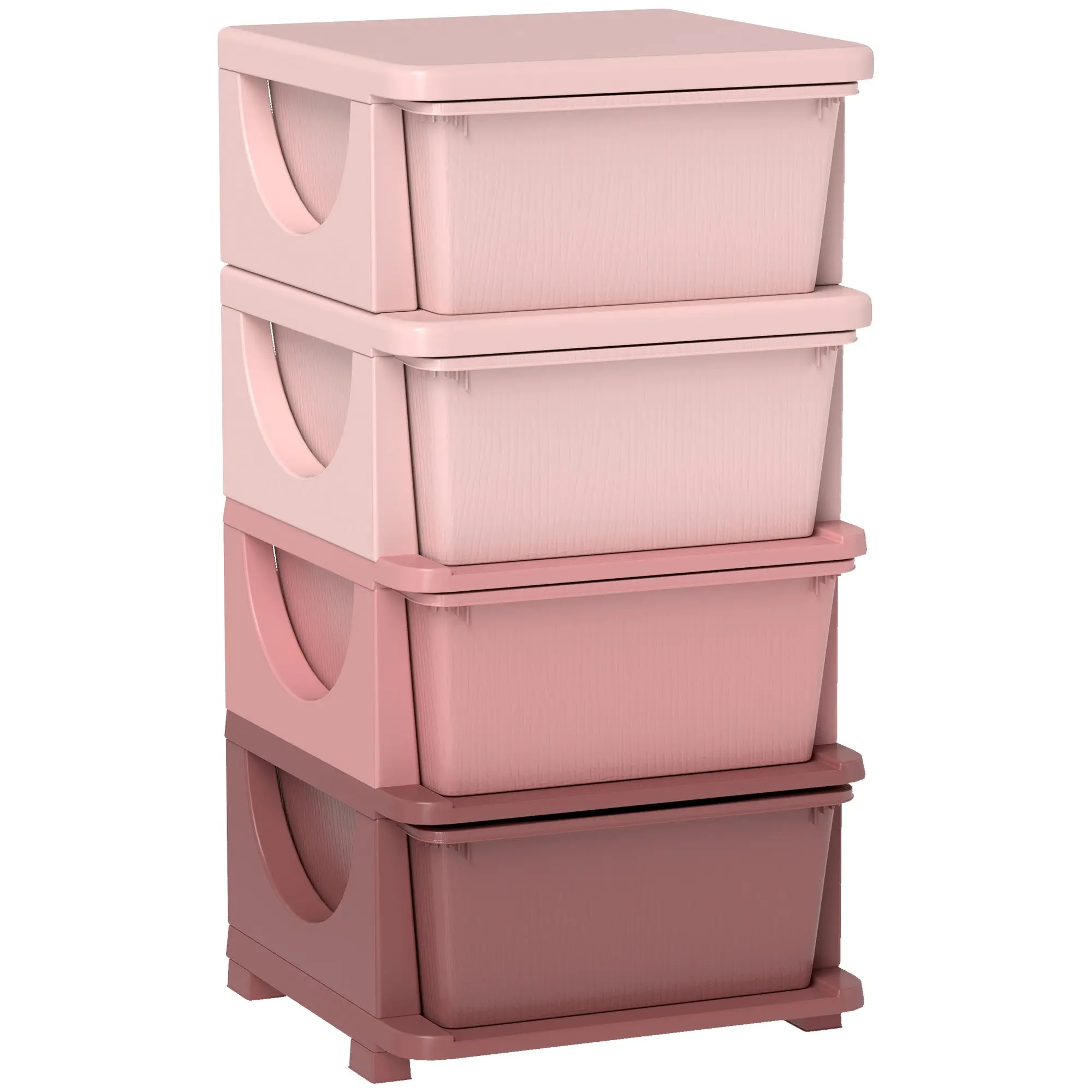 Drawer Cabinet for Kids with Storage Space Storage Boxes Toy Organizer Toy Chest Four Levels for Children's Room 3-6 Years Kids Furniture Pink 37 x 37 x 76 cm