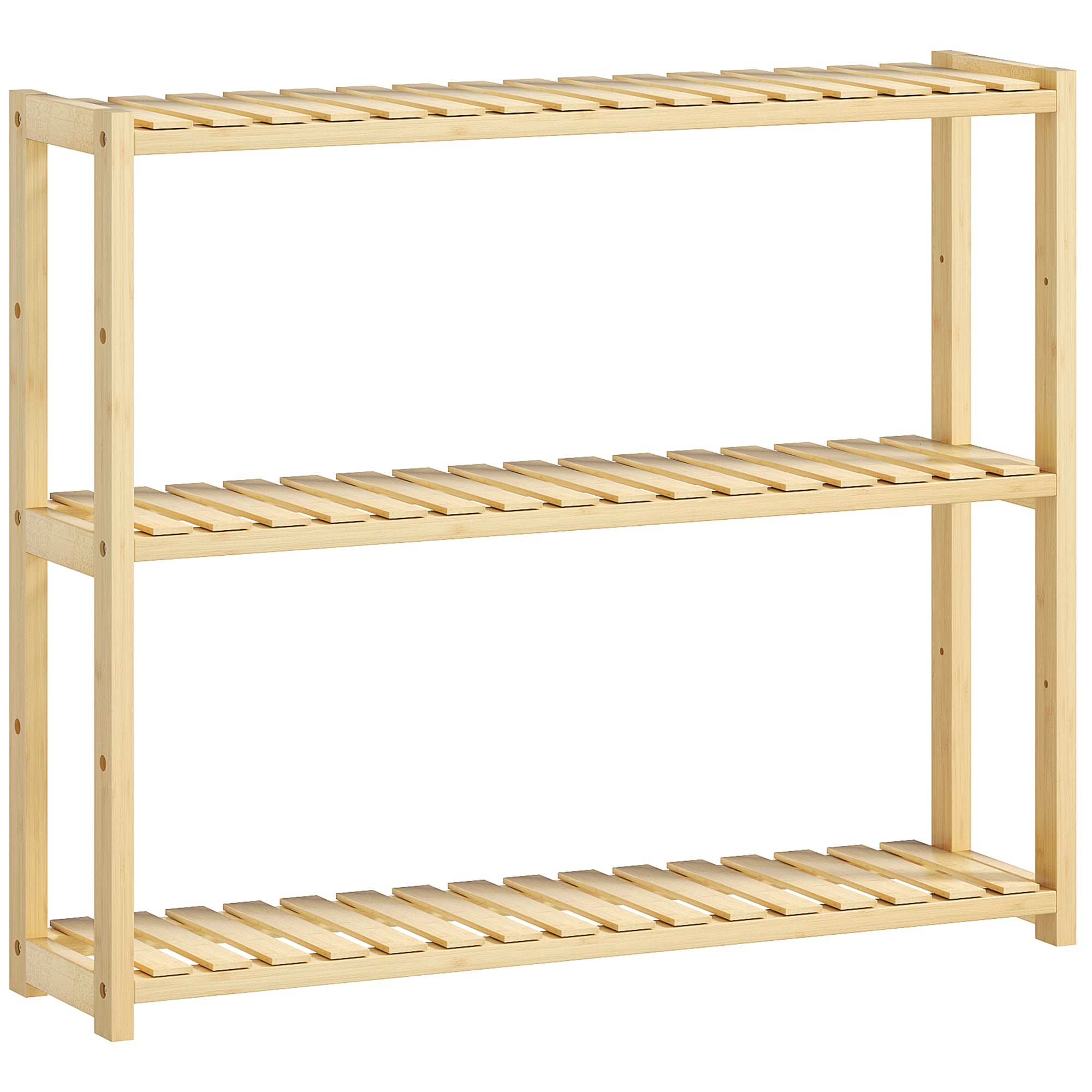 HOMCOM 3-stufiges Bambus-Badregal mit 5 einstellbaren Ebenen, Wand- oder freistehender Aufbewahrungsschrank für Küche, Wohnzimmer und Bad, 60x15x50 cm, Holzfarbe