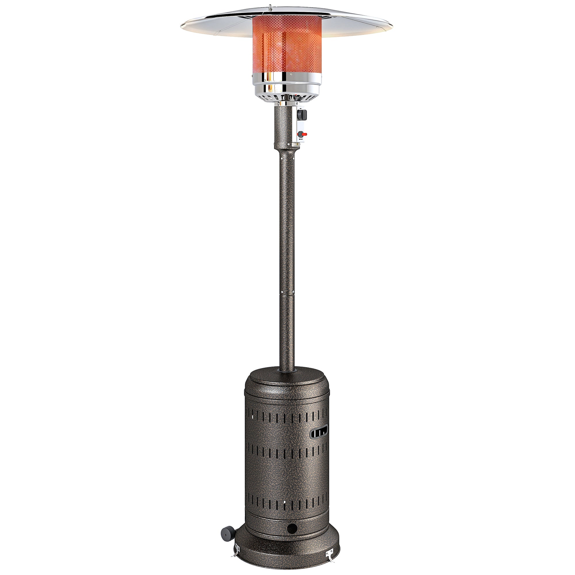 11 kW Propane Outdoor Heater with Auto Shut-Off and Wheels, Portable Patio Heater for Terrace, Garden & Balcony, 82 x 82 x 223 cm, Dark Brown