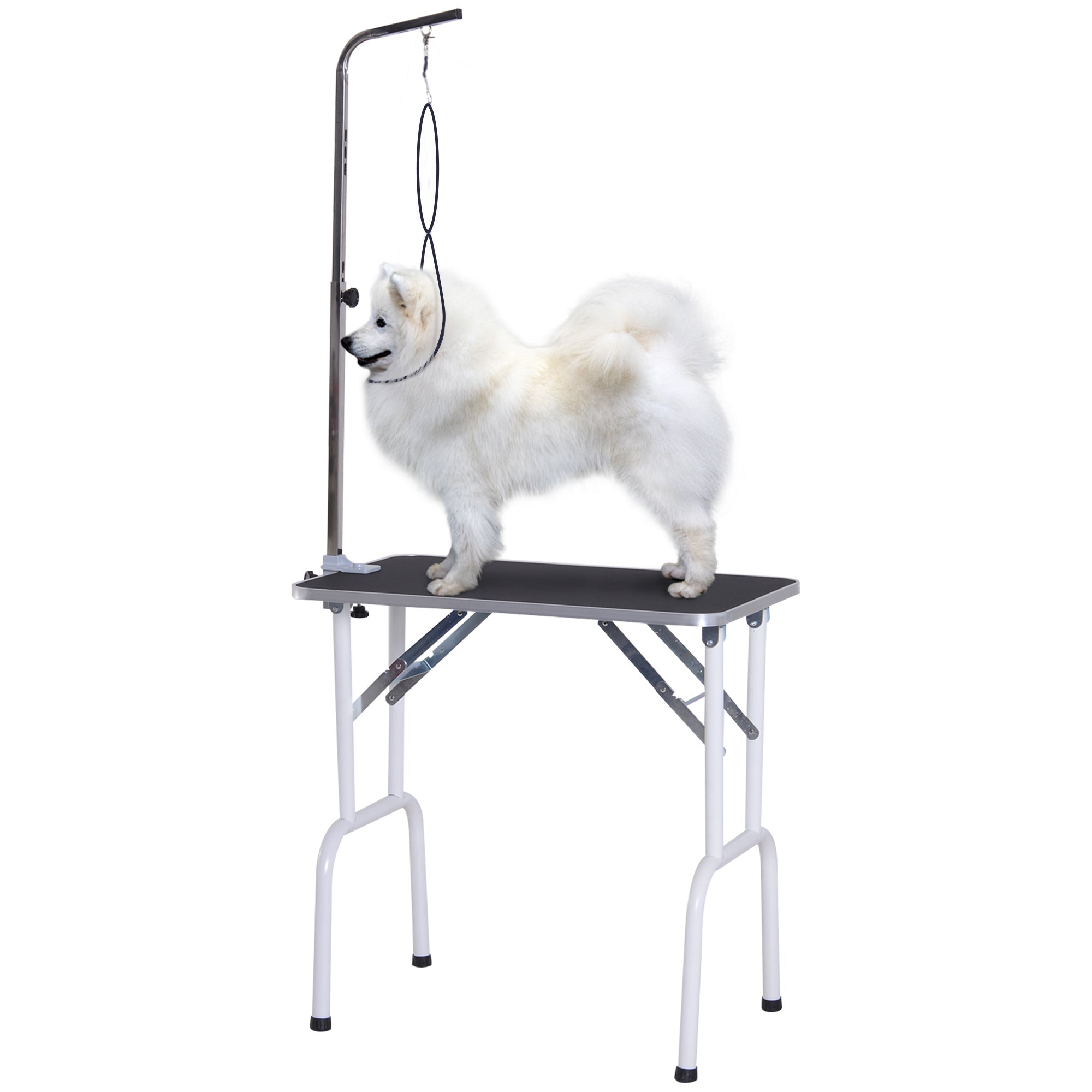 PawHut Klappbarer Grooming Tisch für Haustiere - Frisurtisch für Hunde und Katzen - Metall schwarz 81 x 48,5 x 80 cm
