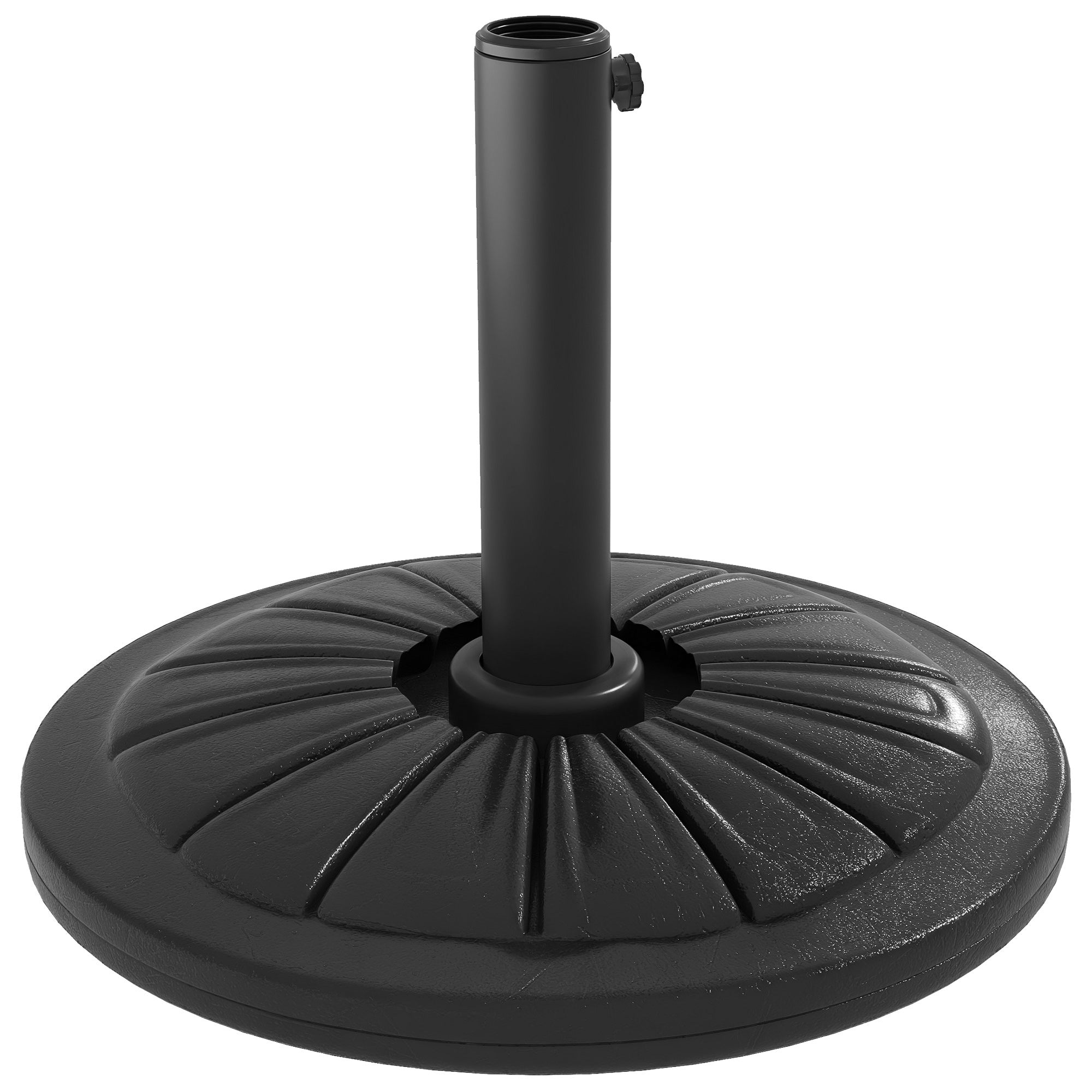 Outsunny Pyöreä Aurinkovarjon Jalusta Täytettävällä HDPE Betoni Painolla 13 kg Ø38/48 mm Varjon Matalalle Ø43x32 cm Musta