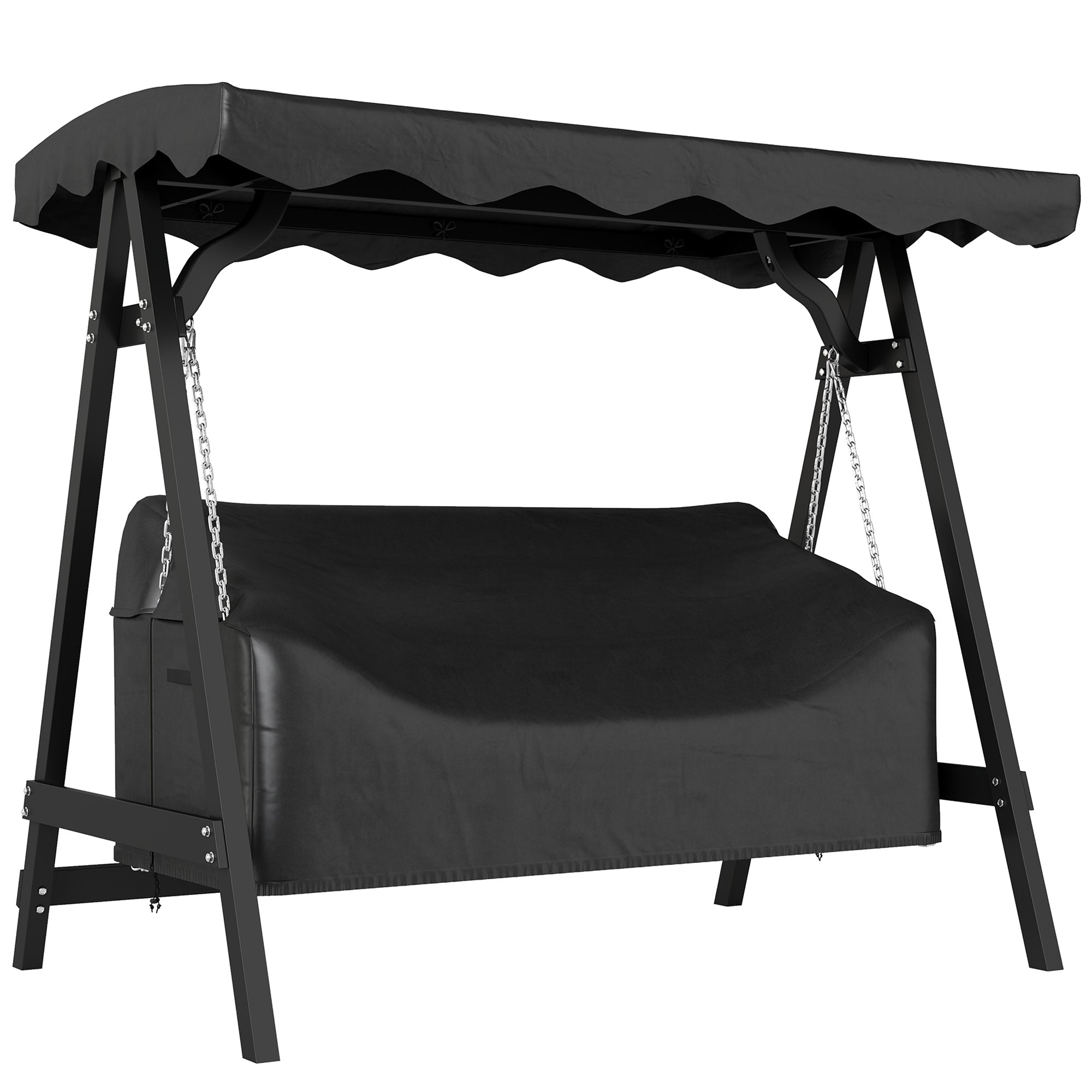 Outsunny Schutzhülle für 3‑Sitzer‑Schaukel – wasserdicht, winddicht & UV‑beständig, PU‑beschichtetes Oxford, 185 x 76 x 81 cm – Schwarz