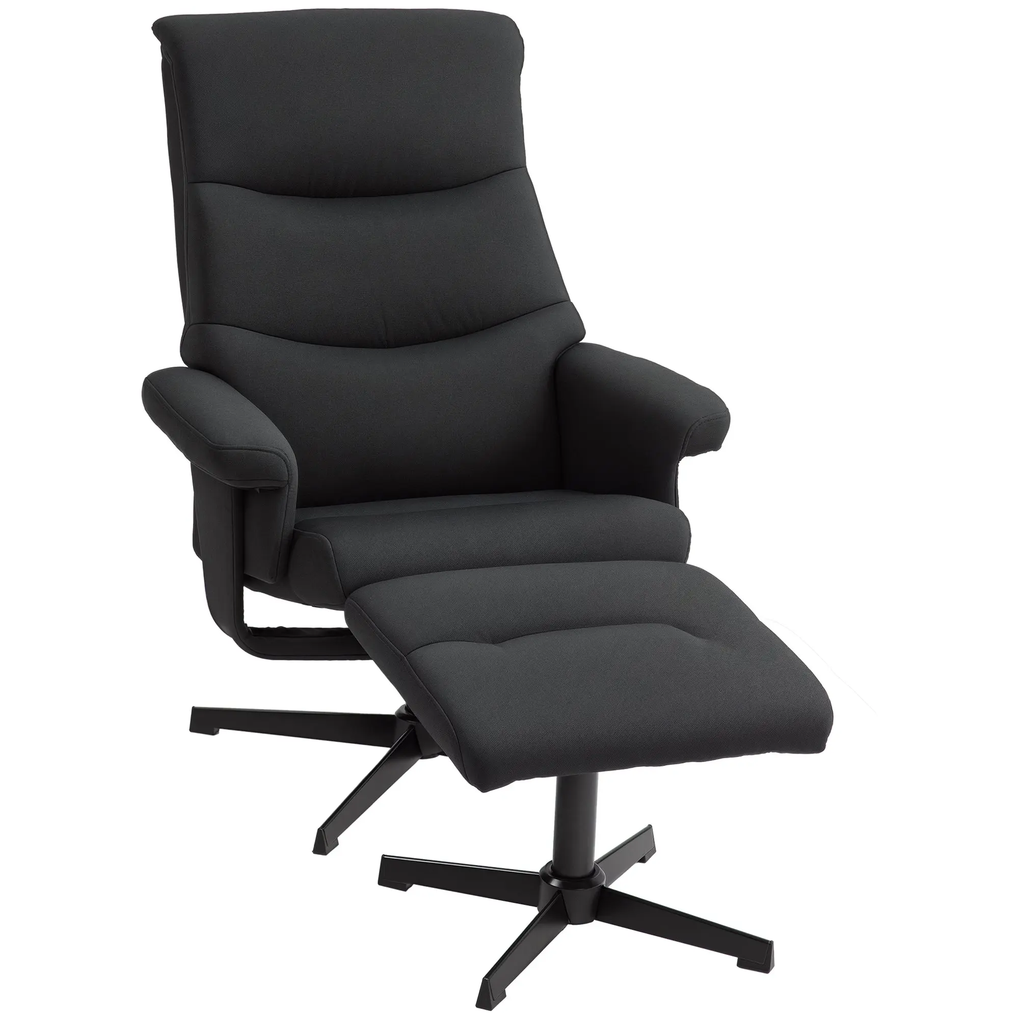 Recliner Chair with Ottoman, Padded TV Chair with Reclining Function, Rocking Feature, Swivel Lounge Chair with Velvet Look, for Living Room, Bedroom, Black