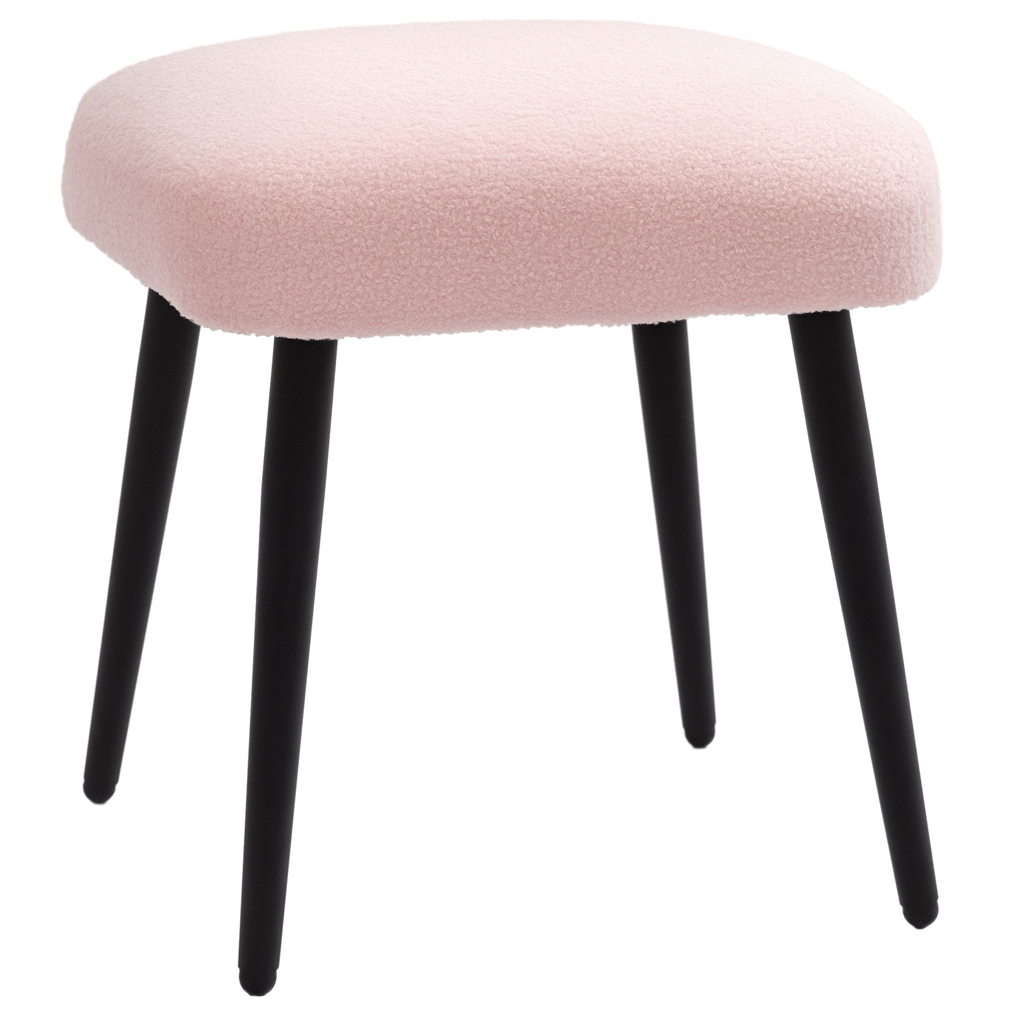 HOMCOM Puff Ülőke Négyzetes Smink Puff, Pihenő Ülőke Cashmere Hatással, Fém Lábbal, Nappalihoz, Hálószobához, Rózsaszín, 42 x 42 x 47 cm