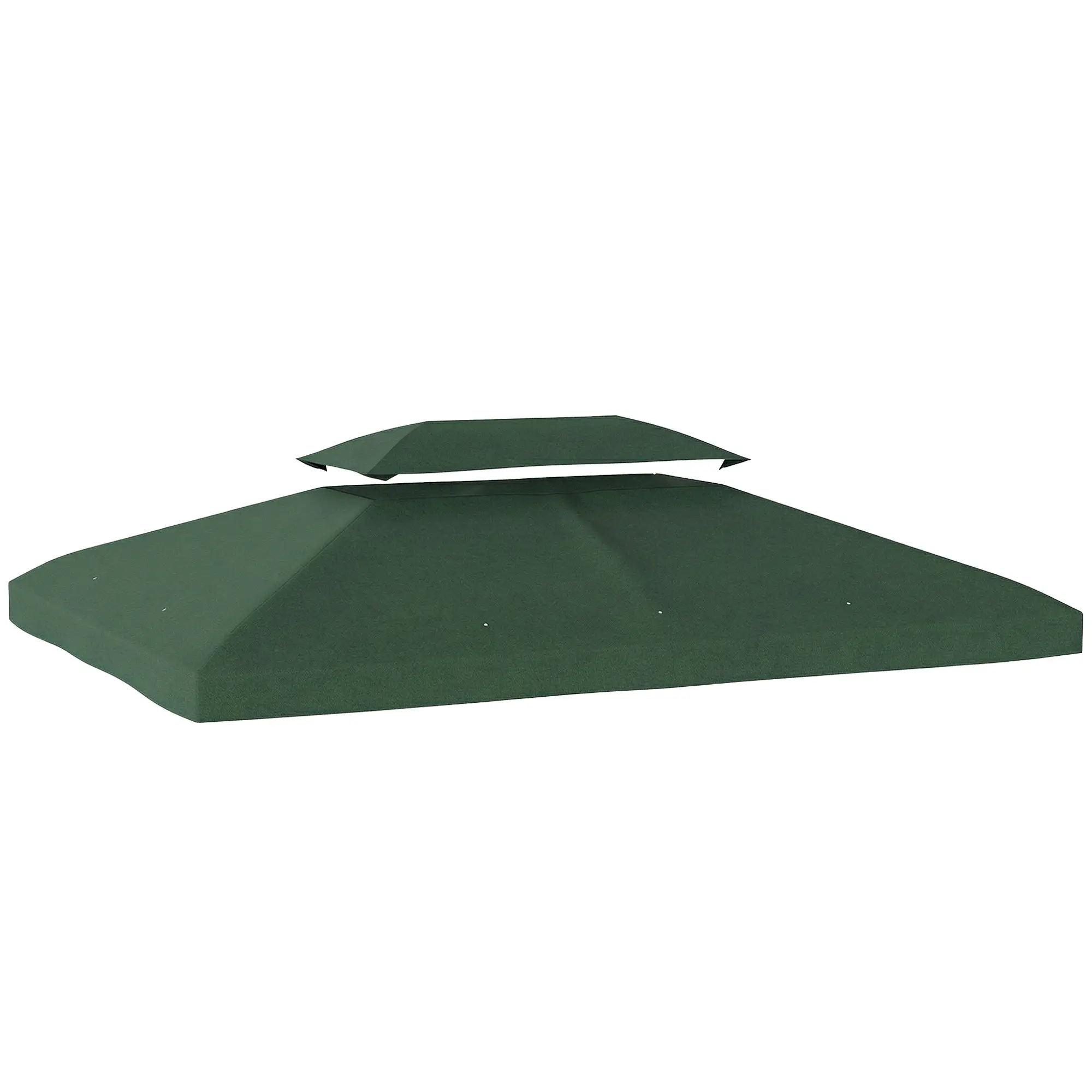 Replacement Gazebo Canopy, 4 x 3 m (13'1" x 9'10") — Double-Tier UV-Resistant Roof with 10 Drain Holes, Green (Canopy Only)
