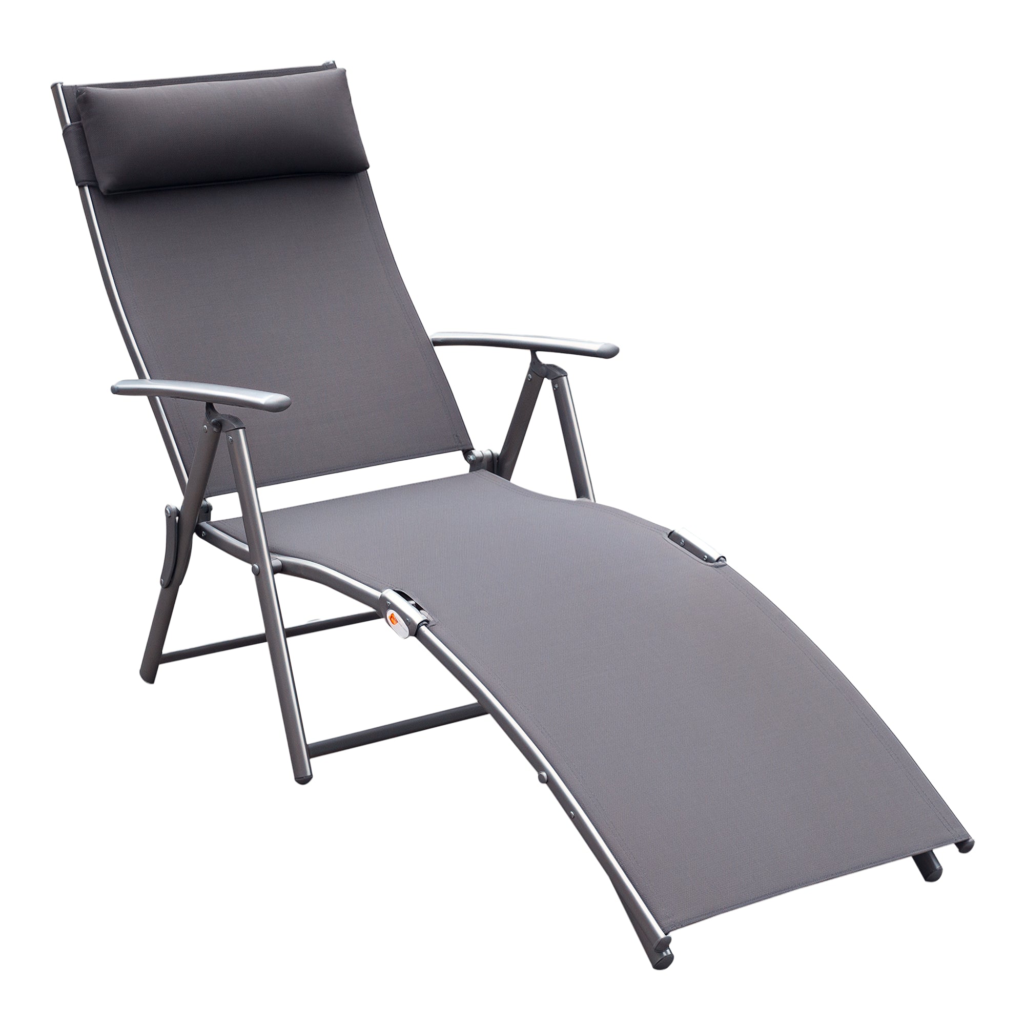 Chaise Longue Pliante Outsunny avec Coussin, Relaxation avec Dossier Réglable sur 7 Positions, Chaise de Jardin, Capacité de Charge jusqu'à 165 kg, pour Vacances en Extérieur, Gris