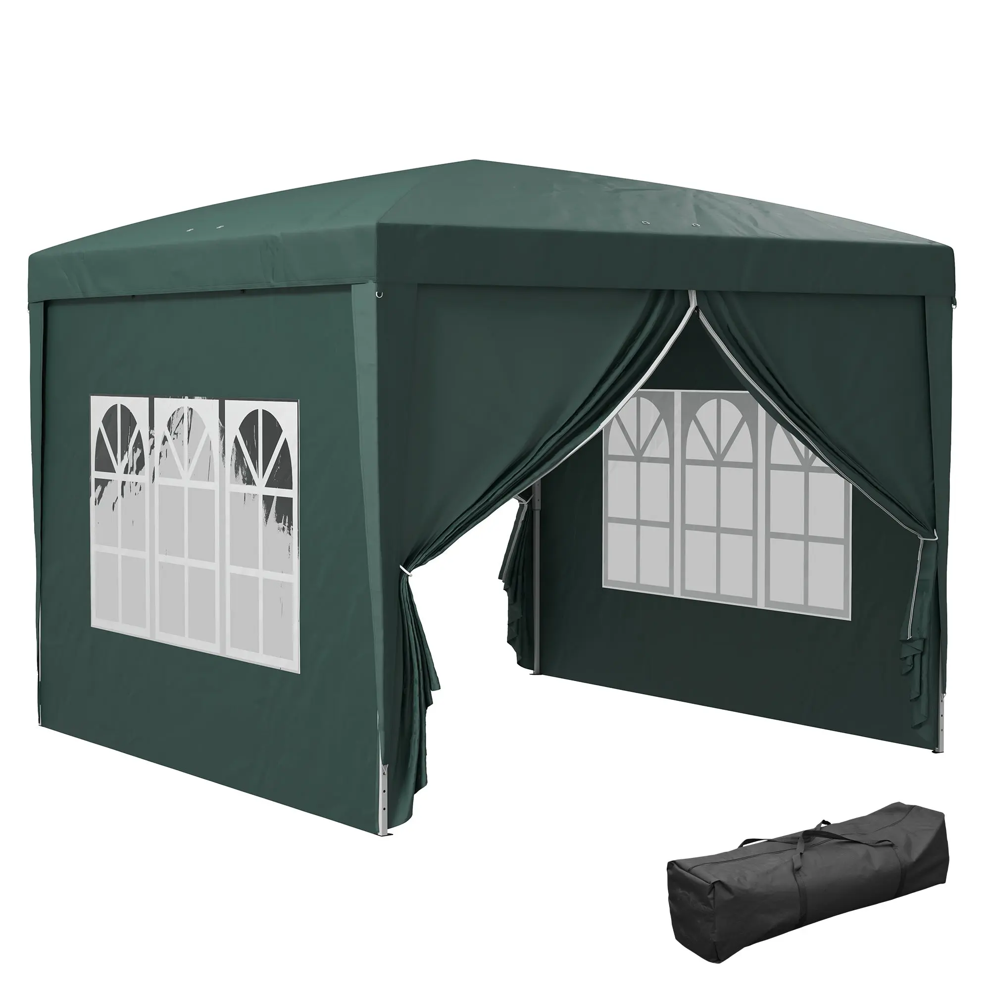 2.95x2.95 m Pop Up Gazebo with Side Panels UV50+ Waterproof Garden Party Tent Folding Gazebo with Carry Bag Green
