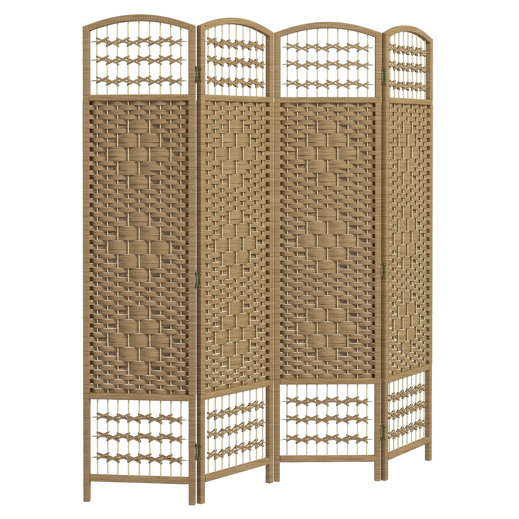 HOMCOM 4-panelers Rumsavdelare 160x170 cm Fällbar Integritetsskärm med Papirremsa och Träram Dekoration för Sovrum och Vardagsrum Naturligt