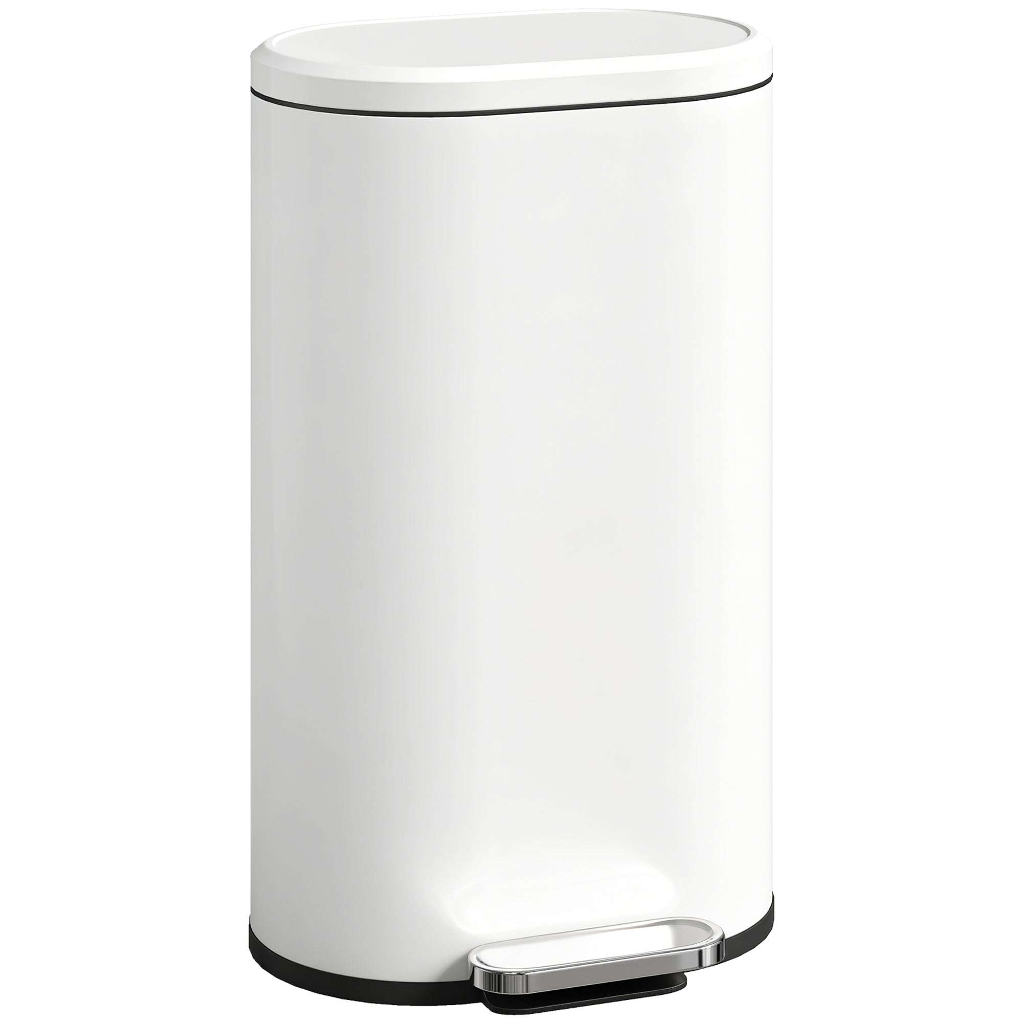 30L Step Trash Can with Soft-Close Lid, Hold-Open Function & Removable Inner Bucket, Cream White, 14.4 x 12.2 x 24.0 in