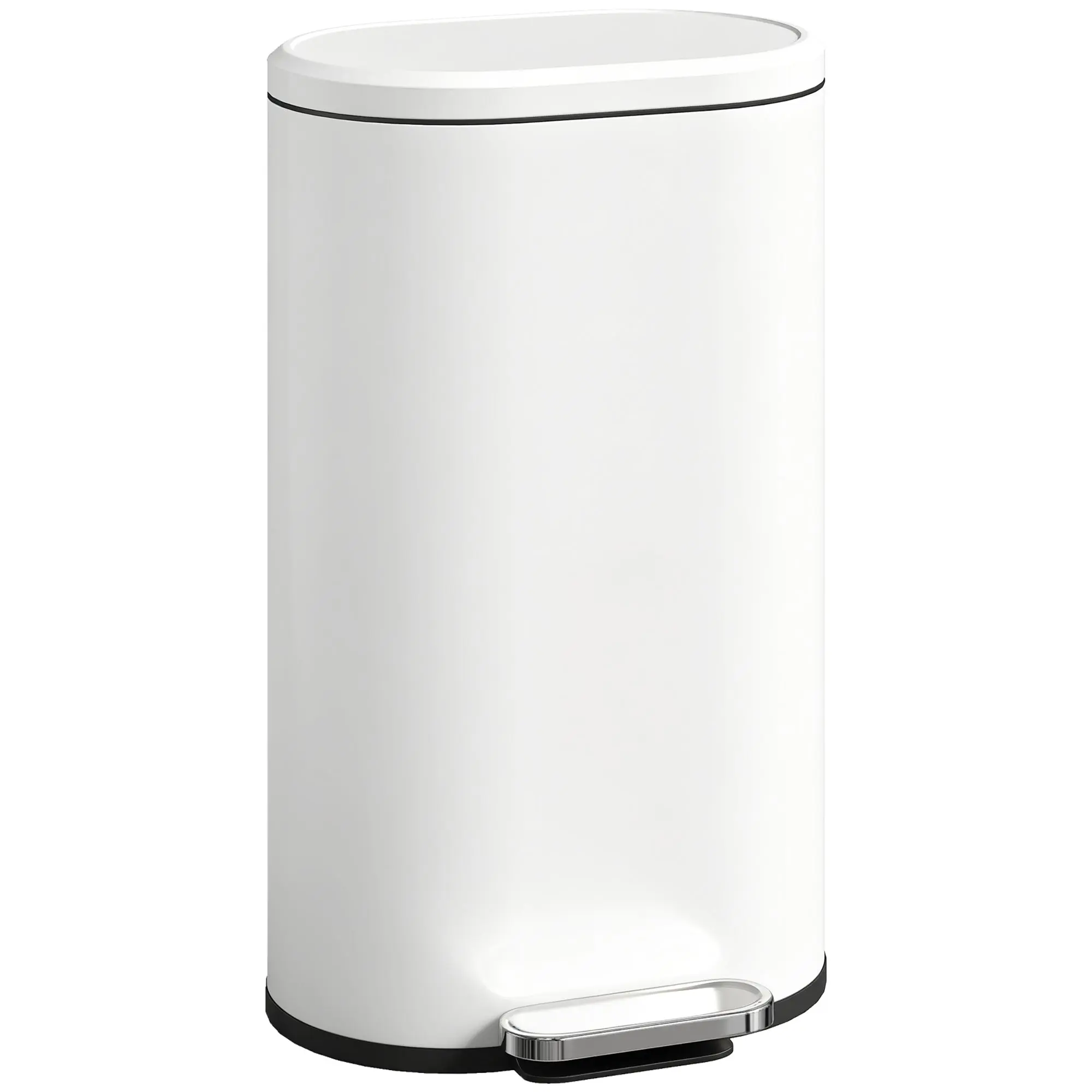 30L Step Trash Can with Soft-Close Lid, Hold-Open Function & Removable Inner Bucket, Cream White, 14.4 x 12.2 x 24.0 in