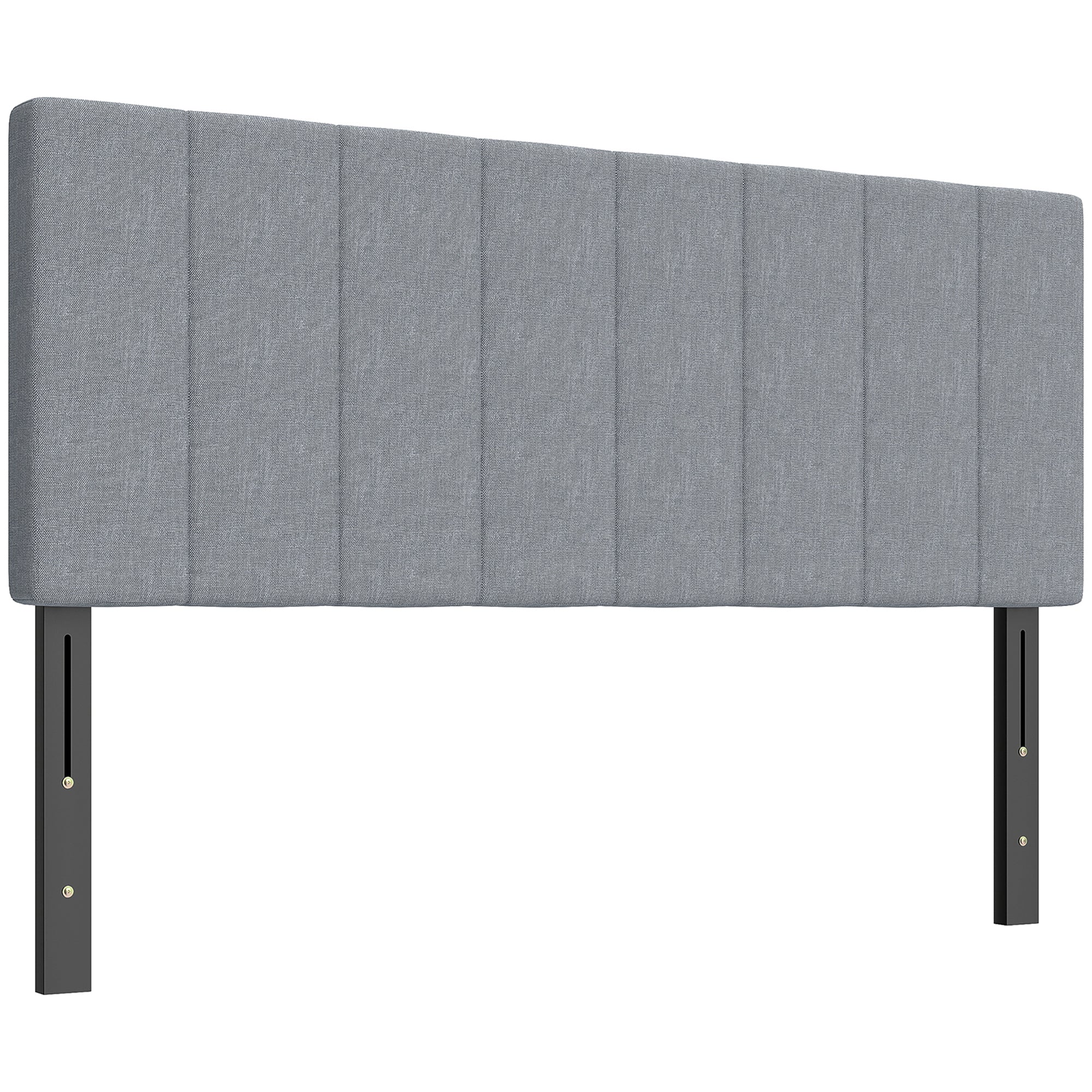 HOMCOM Kopfteil, 3-fach höhenverstellbar, Polster in Leinenoptik, Schaumgefüllt, Metallbeine — Grau (passt für Betten 150–160 cm)