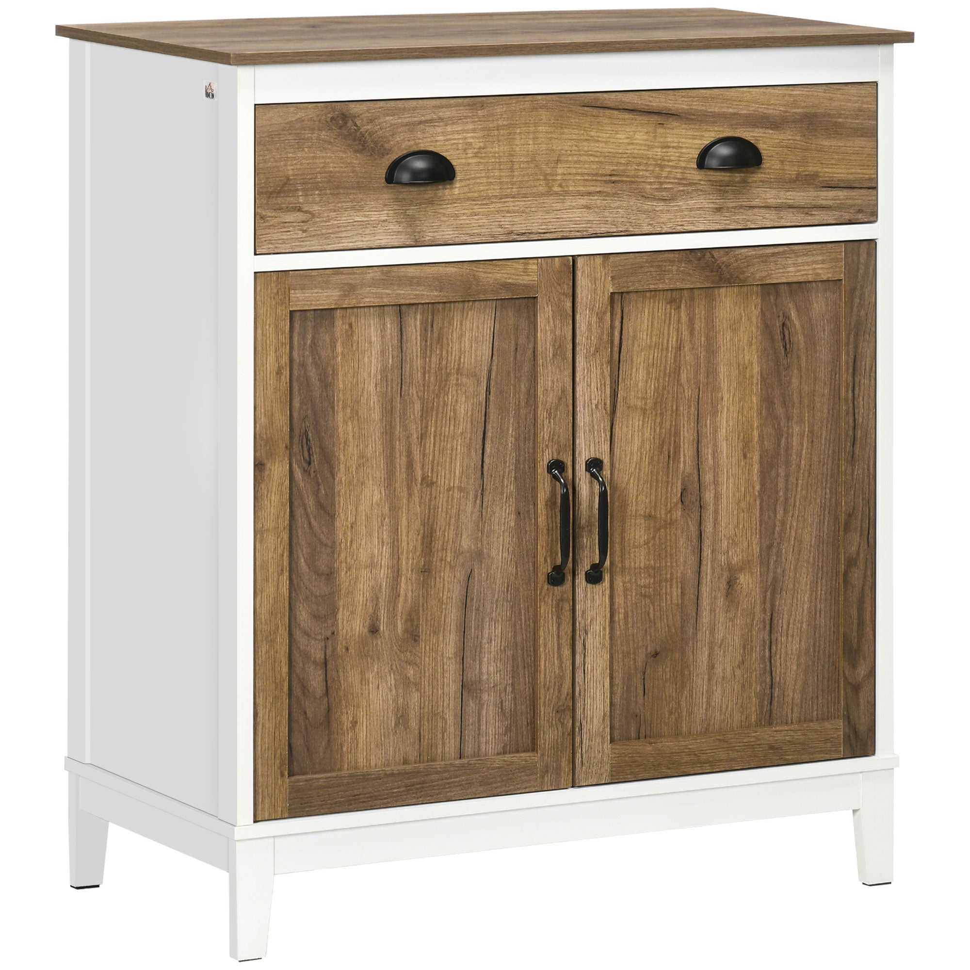 HOMCOM Sideboard für Wohnraum - Stauraumschrank mit Schublade, 2 Türen und verstellbarem Regal für Schlafzimmer, Esszimmer, Küche 78,5x39x89,4 cm Braun
