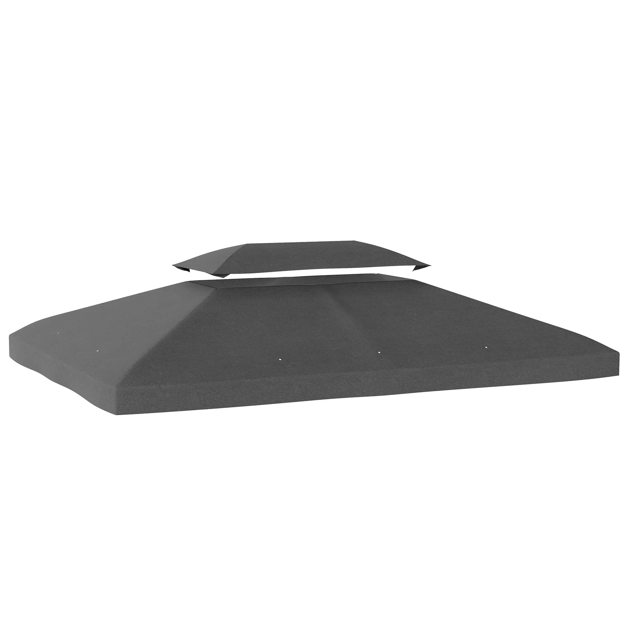 Replacement Gazebo Canopy, 4 x 3 m (13.1 x 9.8 ft) — Two-Tier Ventilated Top, 10 Drain Holes, UV Protection, Dark Gray — Cover Only