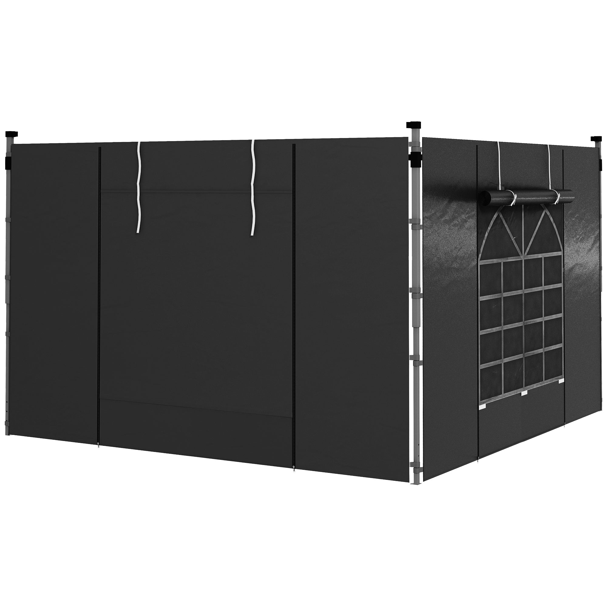 2-Piece Side Walls for Gazebo 3x3/3x6 m, Side Wall with Window and Velcro Fastener, Waterproof Oxford Fabric Side Walls, as Wind and Privacy Protection for Party Tent, Black