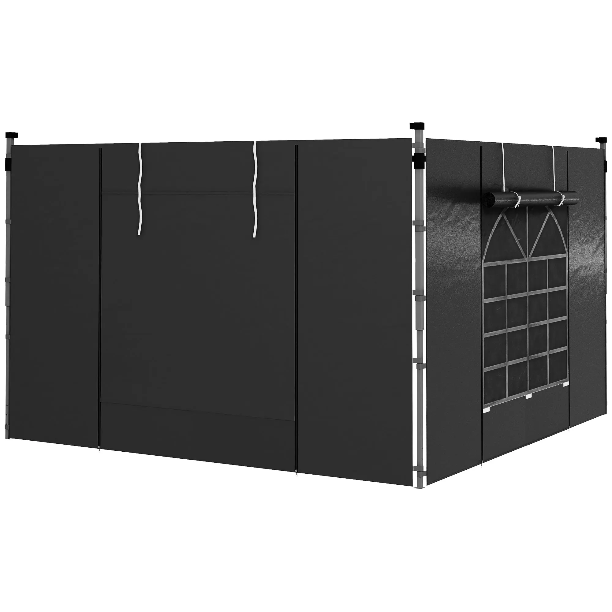 2-Piece Side Walls for Gazebo 3x3/3x6 m, Side Wall with Window and Velcro Fastener, Waterproof Oxford Fabric Side Walls, as Wind and Privacy Protection for Party Tent, Black