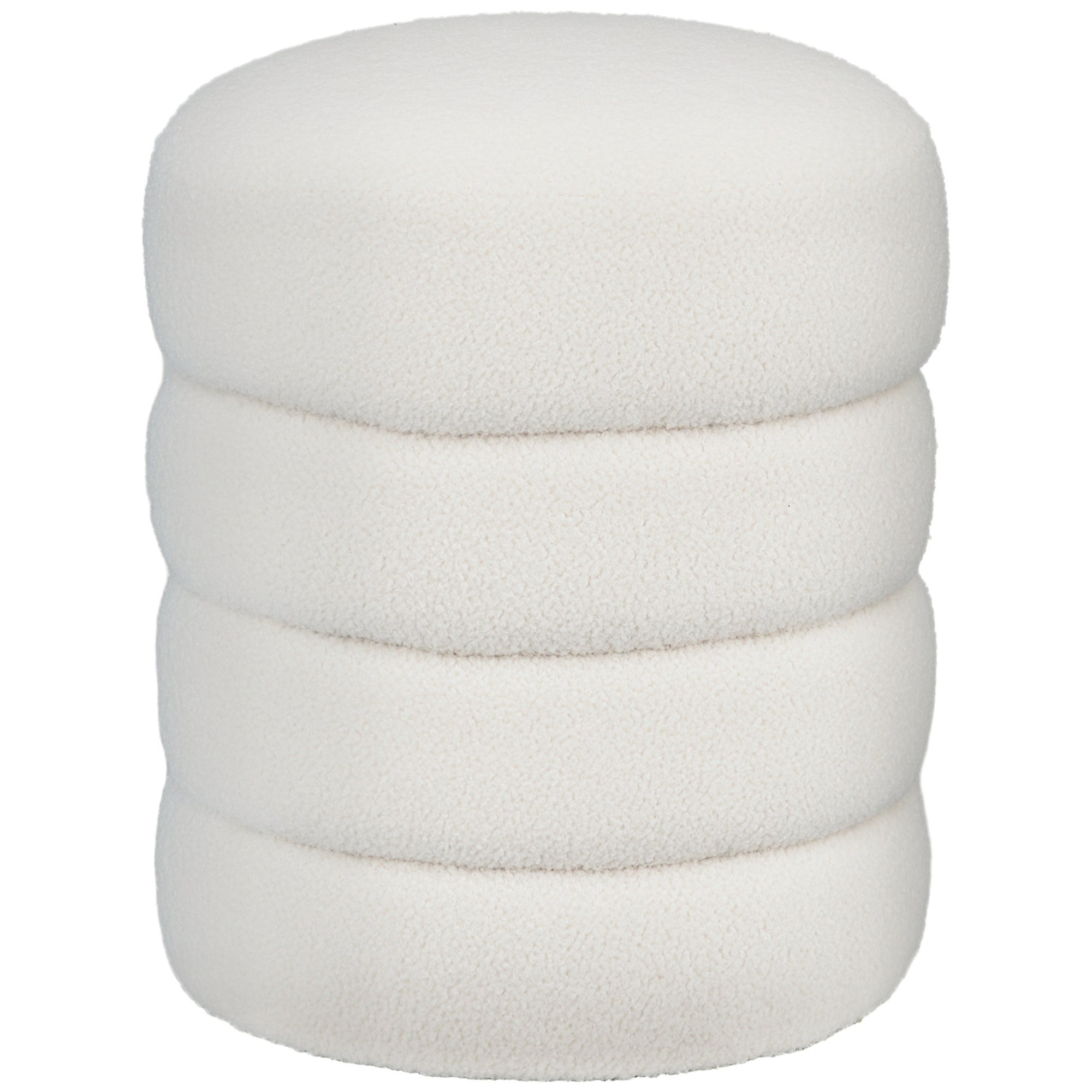 Ottoman Ottoman Ottoman with Teddy Velvet Look Footstool Ottoman for Bedroom, Living Room, Cream White, ?40 x 45 cm