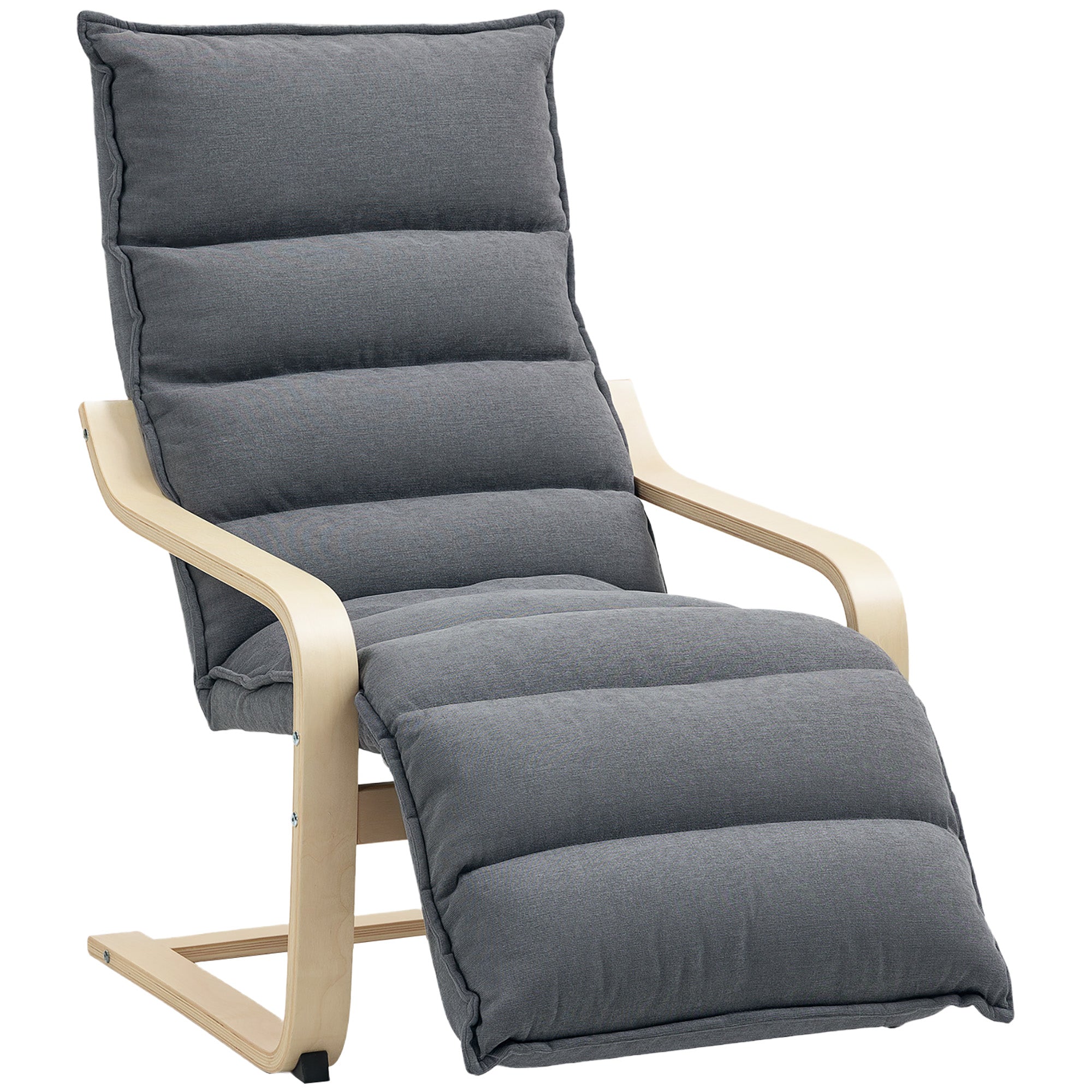Rocking Recliner Chair with Adjustable Footrest, Velvet Upholstered Lounge Armchair with Thick Cushion, Dark Grey, 67 x 93-114 x 105 cm