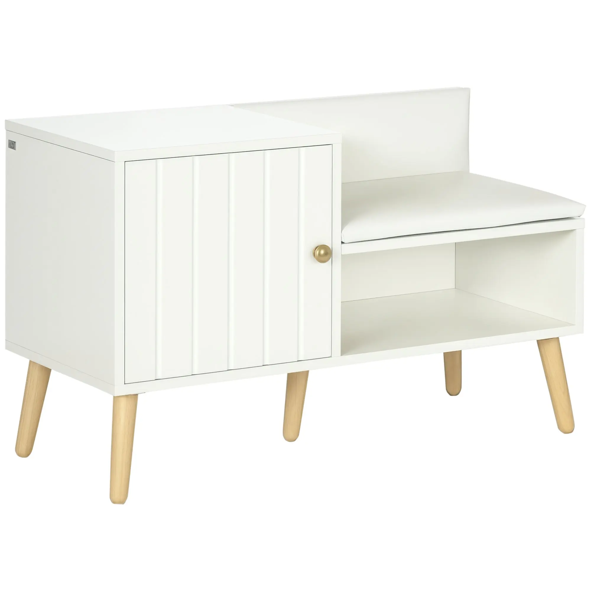 Shoe Bench Shoe Storage Bench with Padded Seat and Open Shelf for 4 Pairs of Shoes Shoe Bench for Entryway Hallway Living Room Hall 80x33x49 cm White