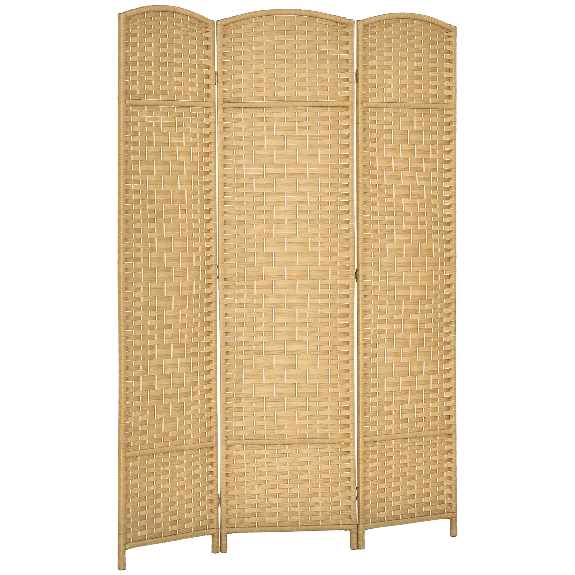 HOMCOM 3-Panel Foldbar Skærm 135x180 cm Rumdividerer Privatlivsskærm lavet af Polypropylen til Kontor og Soveværelse Naturlig