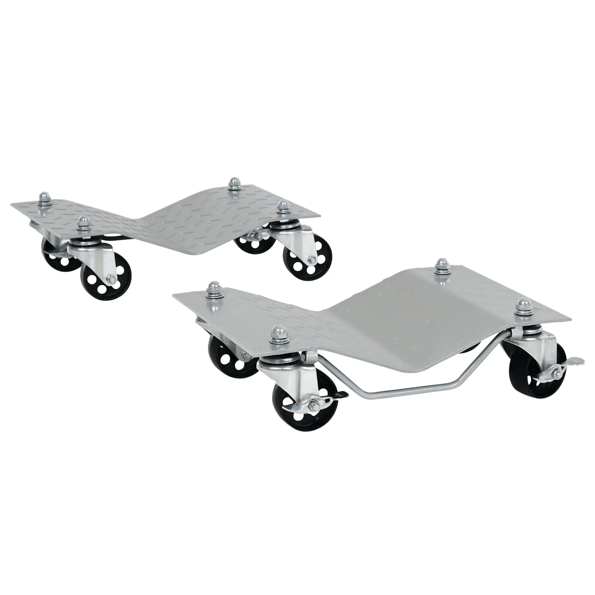 Parking Lift 2 Pieces Parking Aid Tire Change Jack with 4 Wheels for Car Gray 40.5L x 30W x 13.5H cm