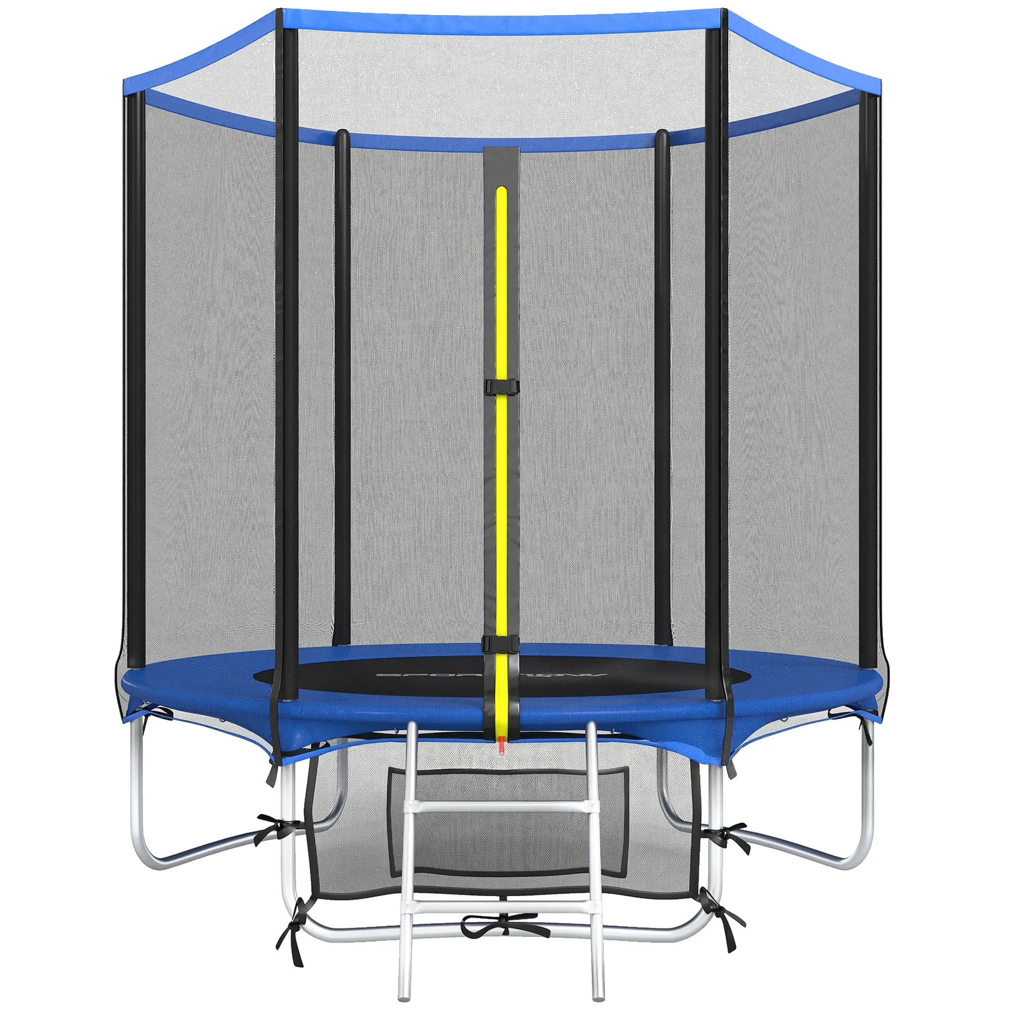 SPORTNOW Outdoor Kids Trampoline, 6 ft (183 cm) – Safety Net, 2-Step Ladder, Spring Pad & Storage Bag, 176 lb Capacity, Blue (Ages 6+)