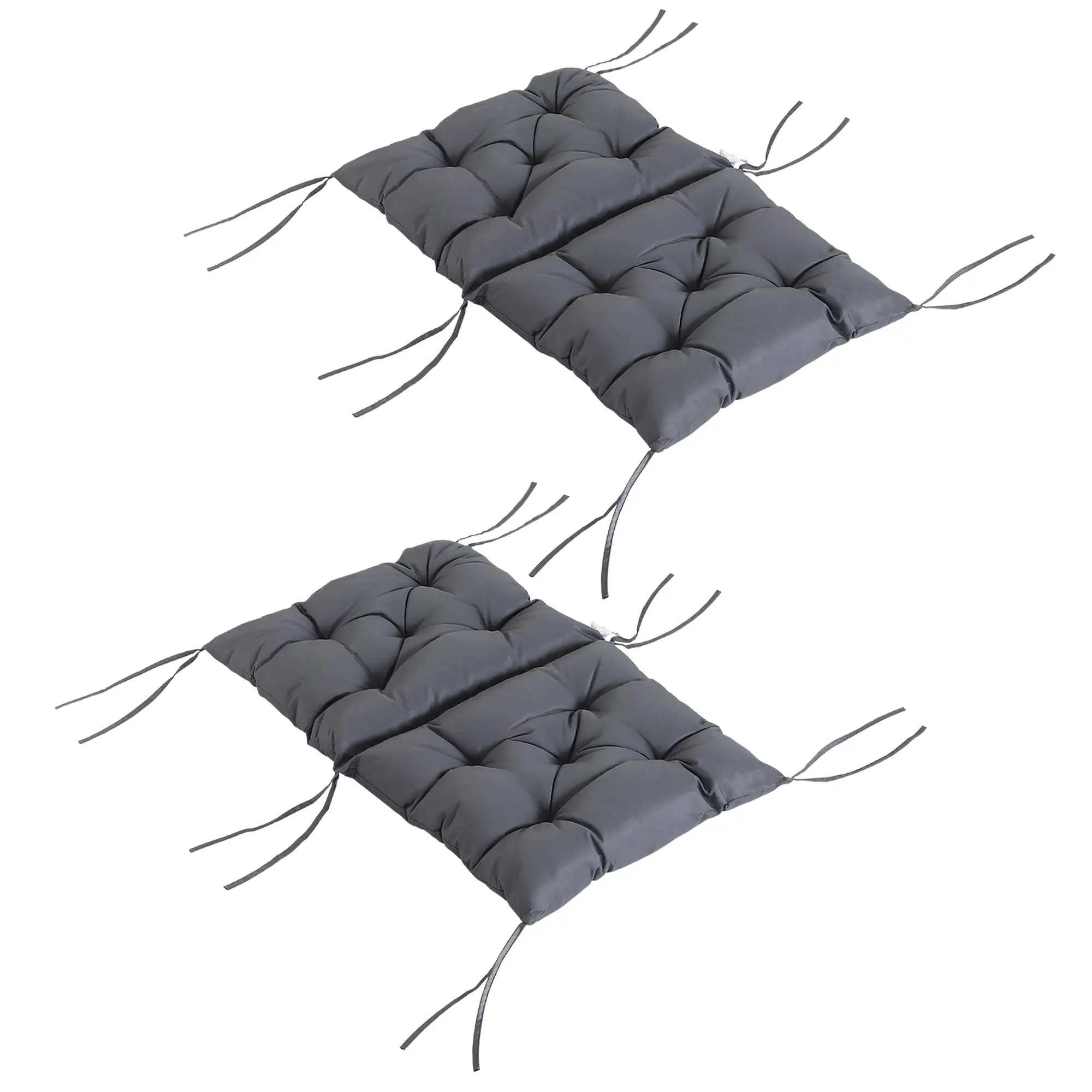 Set of 2 Seat Cushions, 98cm x 50cm x 8cm Chair Pads with Straps, Cushion, Washable/Ergonomic Seat Pads for Home, Garden, Sofa, Gray
