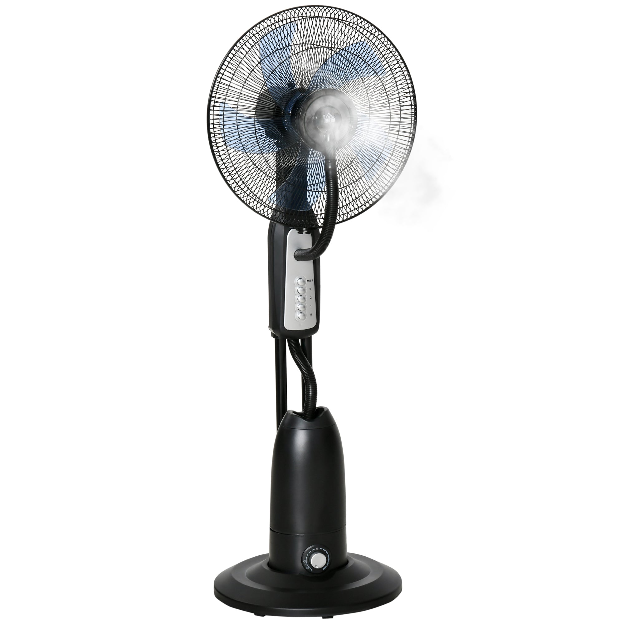 HOMCOM Veden jäähdytysfan, seisova tuulettaja säädettävällä sumupulssilla, 3 nopeutta, 2,8 L veden säiliö, 70° kääntyvä, 90 W vesisumuventtiili pyörillä, 120 cm