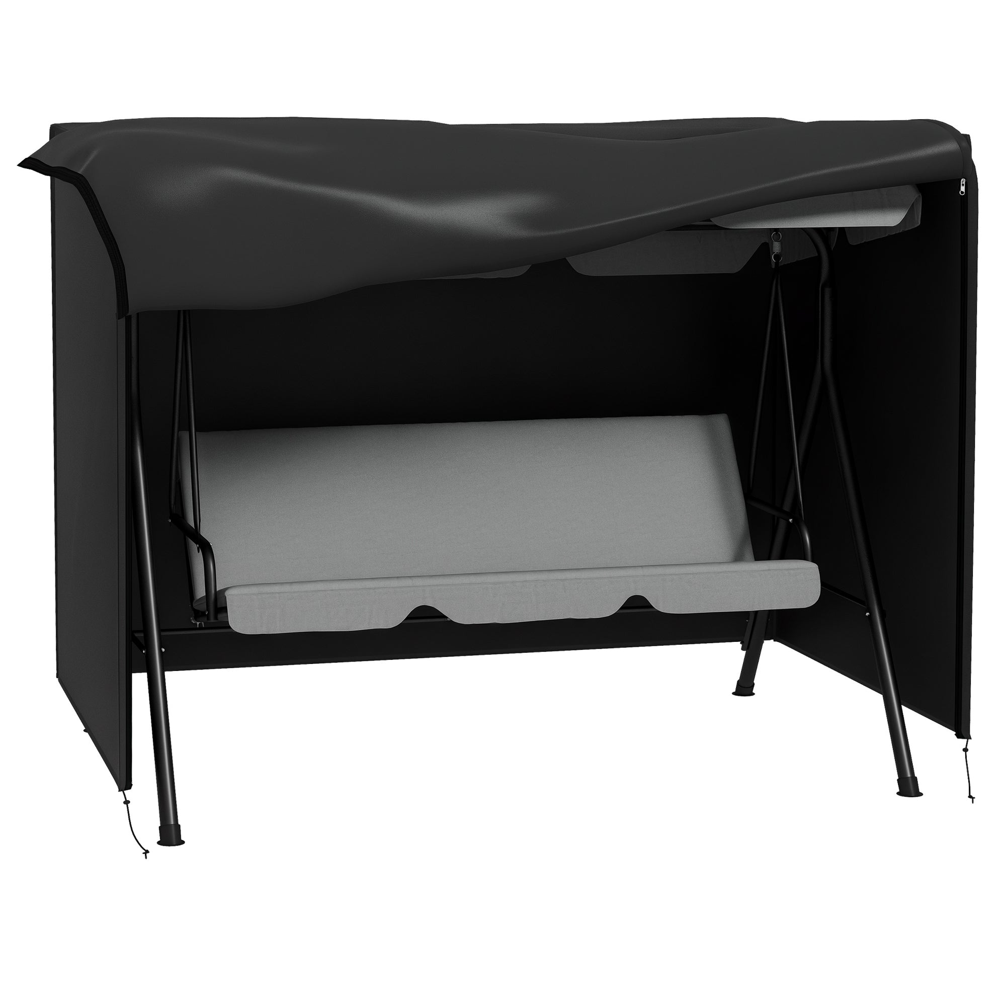 Hollywood Swing Cover 3 Seater, Water-Resistant Winterproof Protective Cover for Garden Swing, UV-Resistant Cover, Tear-Resistant 600D Oxford Fabric, 205x124x164cm Black