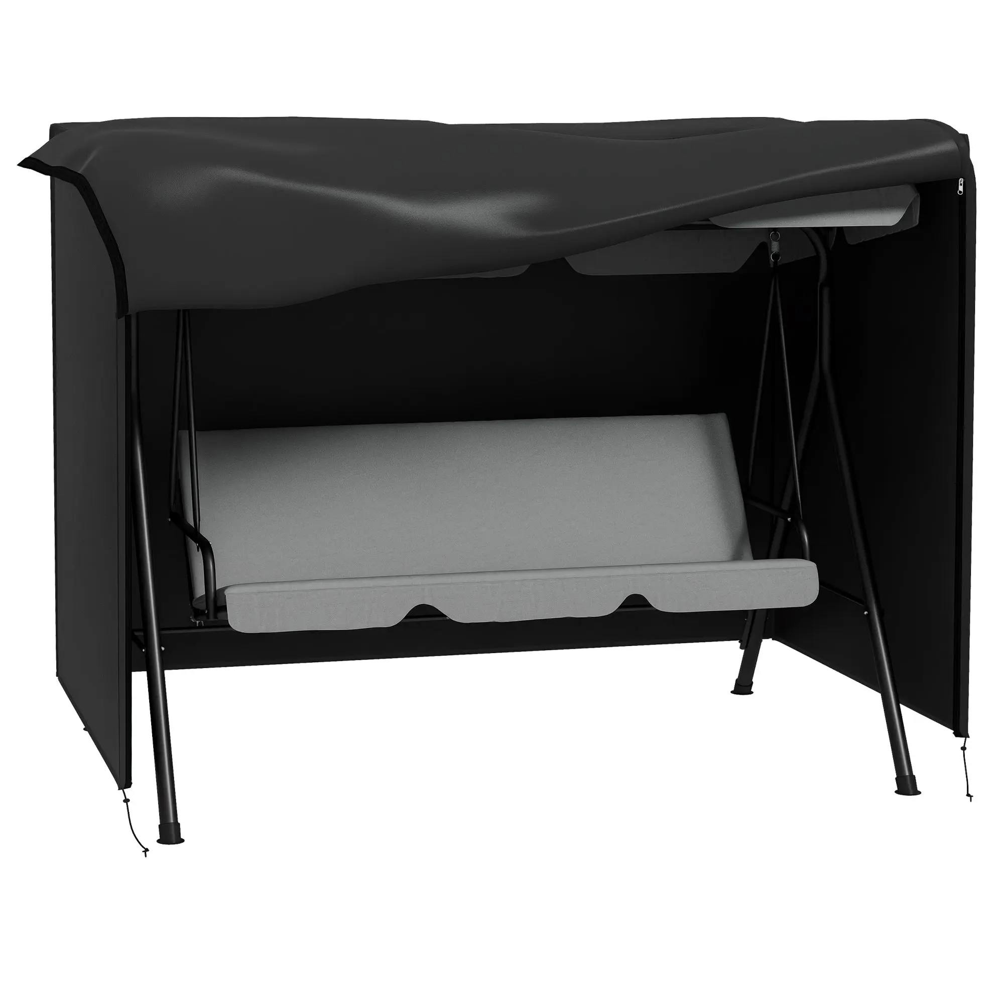 Hollywood Swing Cover 3 Seater, Water-Resistant Winterproof Protective Cover for Garden Swing, UV-Resistant Cover, Tear-Resistant 600D Oxford Fabric, 205x124x164cm Black