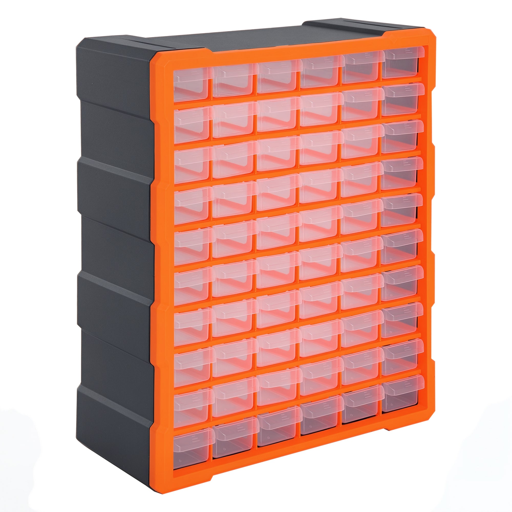 Boîte de Rangement pour Petites Pièces DURHAND de 60 Compartiments Orange L38 x P16 x H47,5 cm