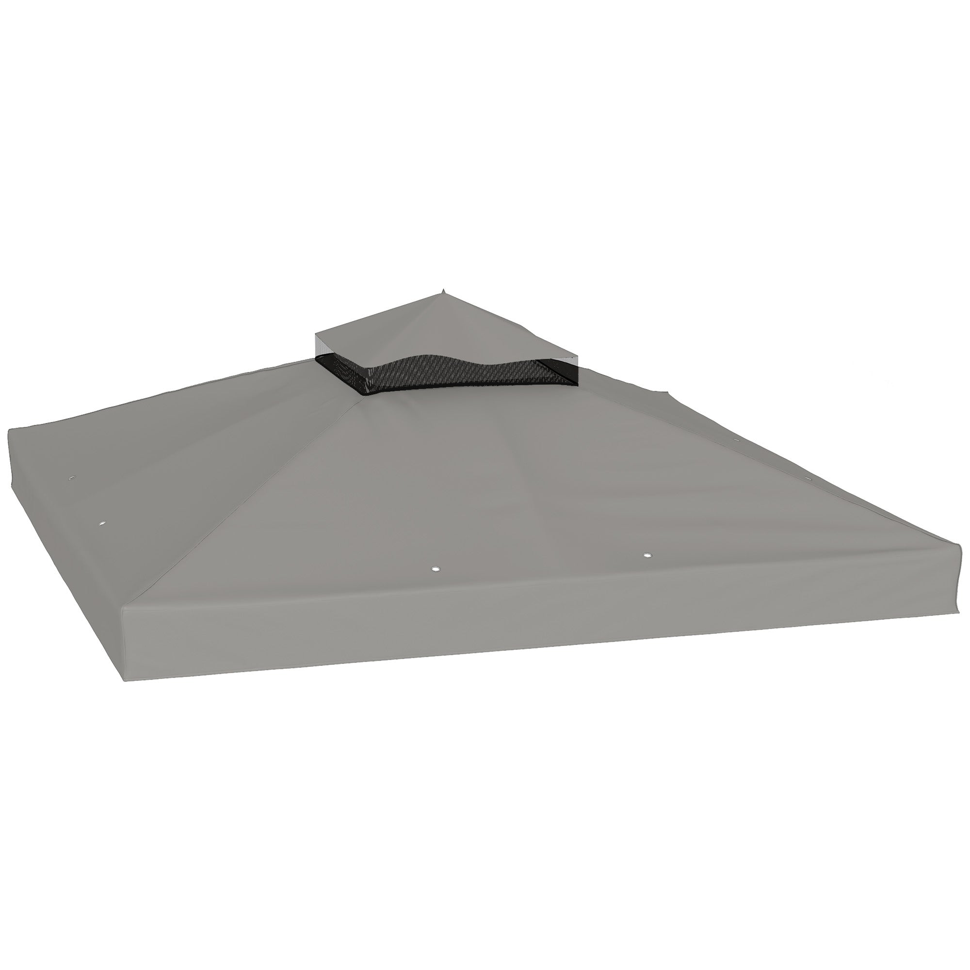 Outsunny reservtak till paviljong 3 × 3 m — tvåskiktat, vattentätt PVC-belagt 600D Oxford (370 g/m²), UPF30+, dräneringshål, grå
