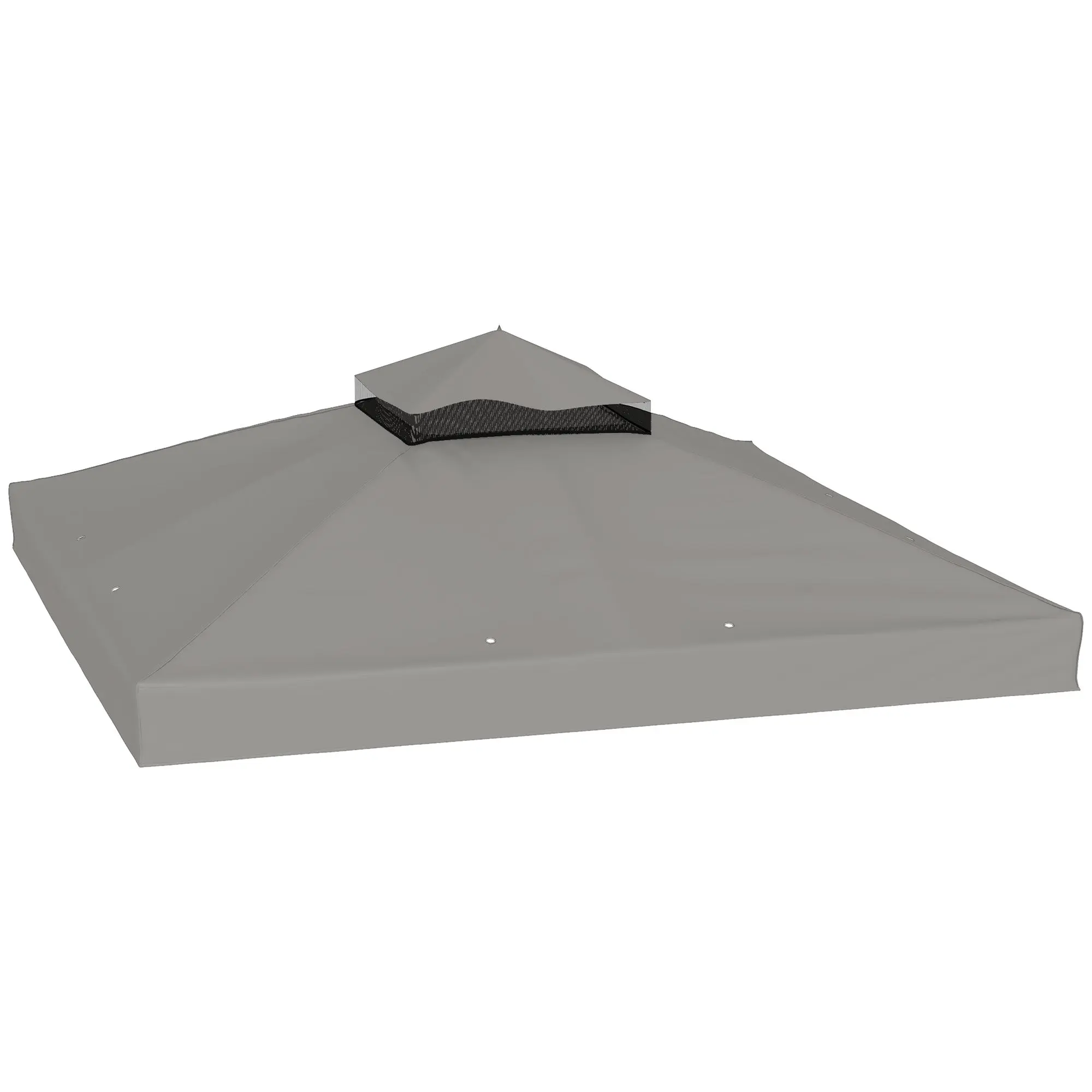 10' x 10' Replacement Gazebo Canopy Top — 2-Tier, Waterproof PVC-Coated 600D Oxford (370 g/m2), UPF30+, Drainage Holes, Gray