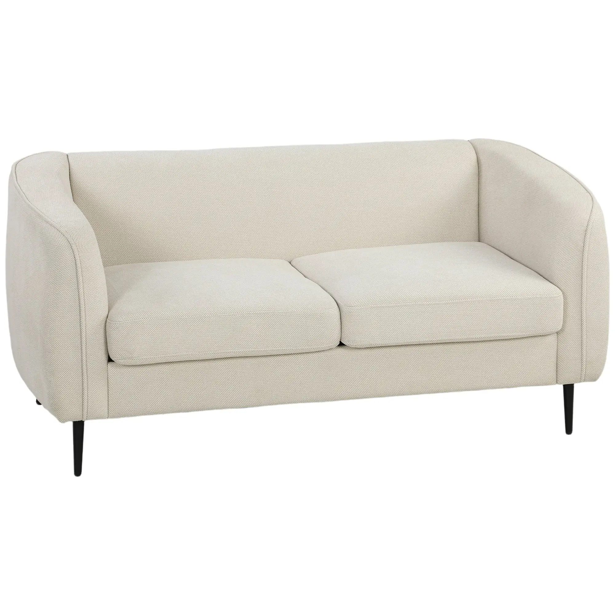 2-Seater Velvet Sofa, 63 in Modern Living Room Sofa, Wide Padded Seat with Pocket Springs, Thick Cushion, Metal Legs, 661 lb Capacity, Beige