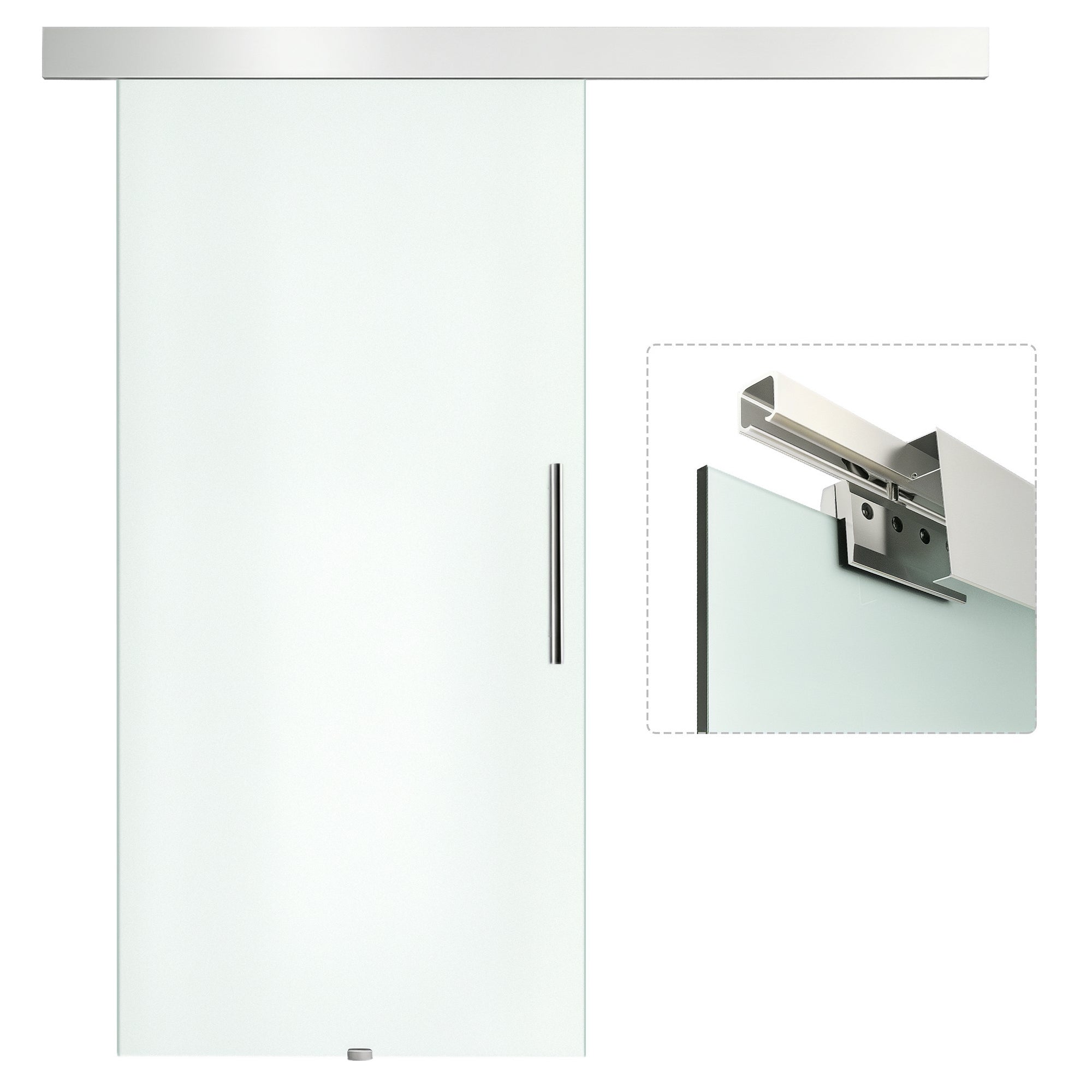 Porte coulissante en verre HOMCOM avec barre de poignée, satinée d'un côté, 102,5 x 205 cm