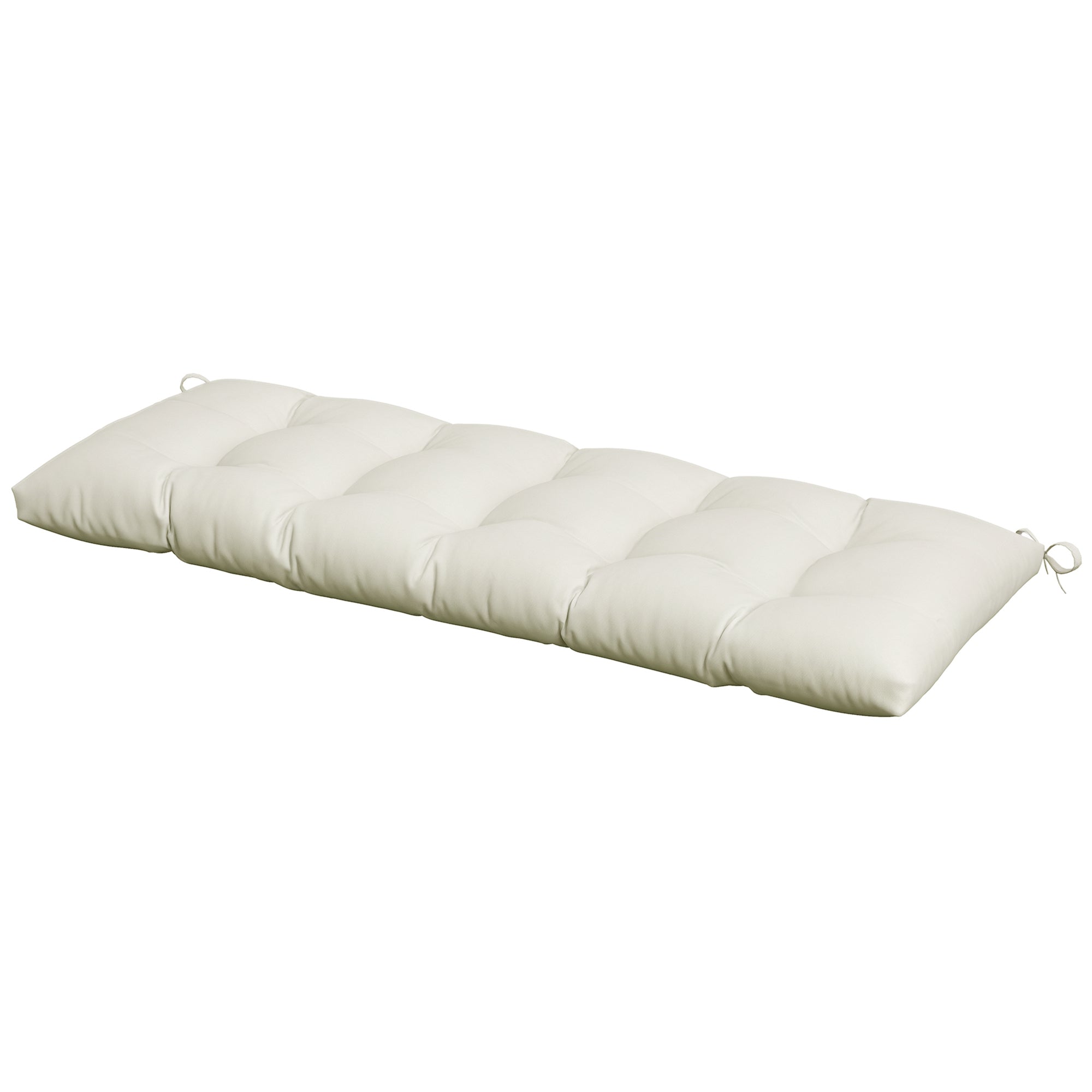 Outsunny Sitzkissen 128x48x8 cm für Gartenbänke mit 2 Befestigungsbändern, wasserdicht und UV 50+ Schutz für Garten-Schaukel Terrasse Creme