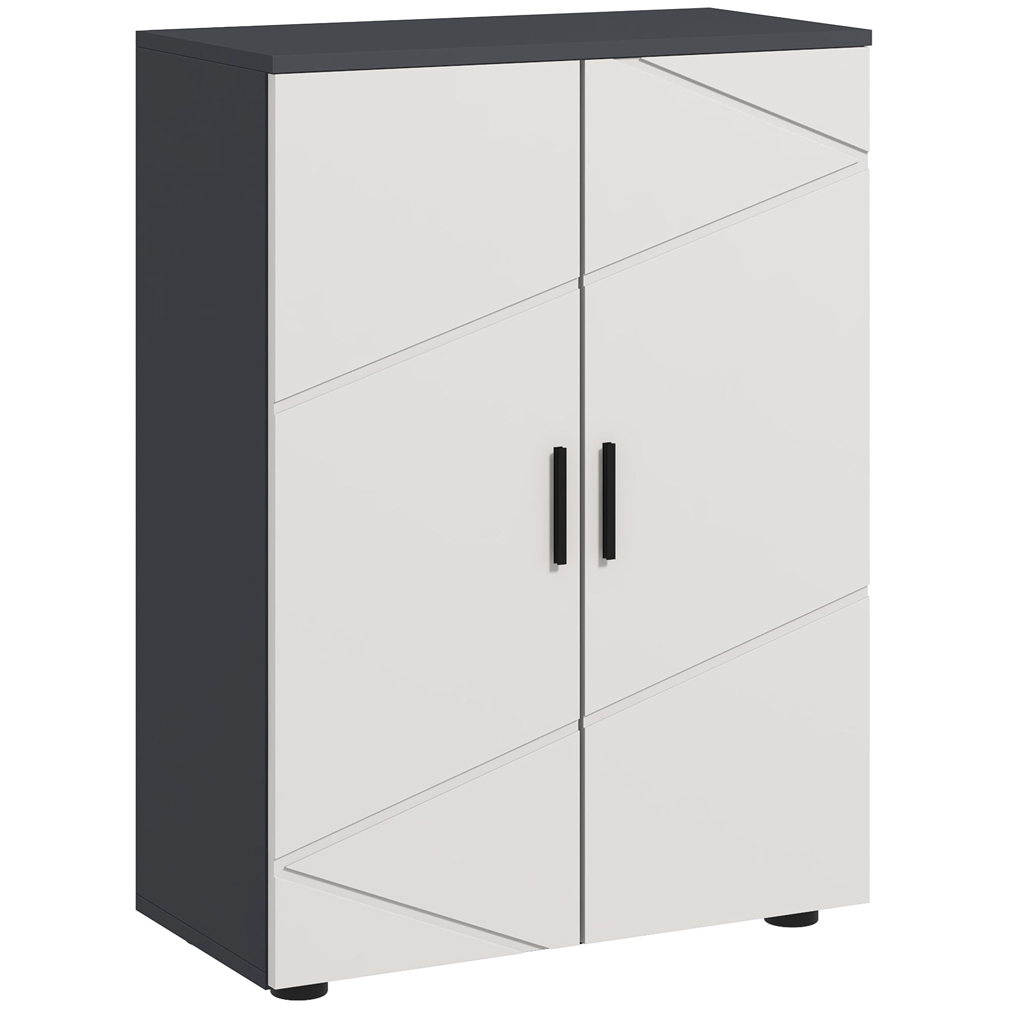 Space-saving Bathroom Cabinet with 2 Doors in Wood, Bathroom Cabinet with 3 Shelves and Soft Close, 60x30x82cm, Gray