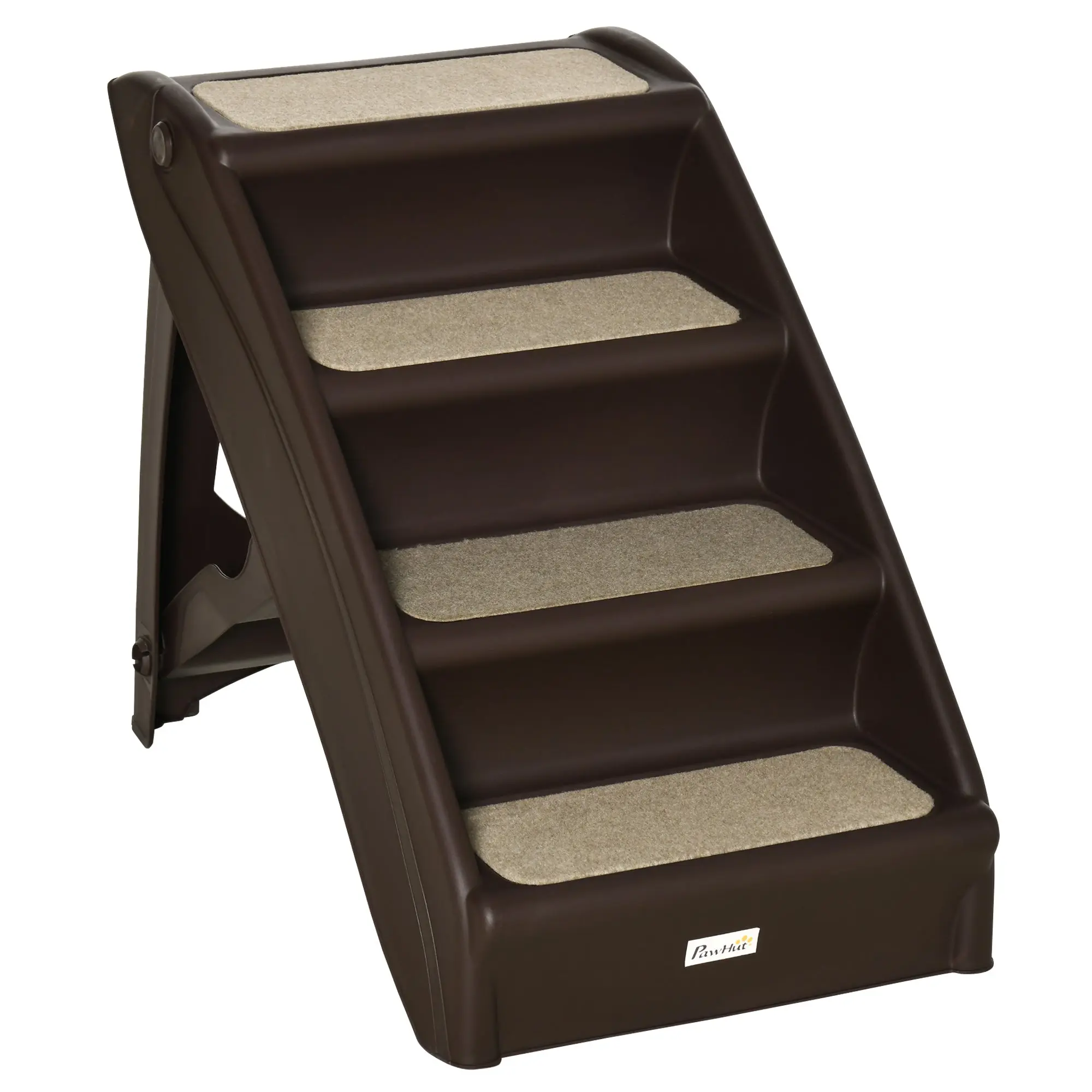 Foldable Pet Stairs with 4 Steps for Dogs Cats Portable with Anti-Slip Mats for Bed Sofa Load 20 kg 62x38x49.5 cm Dark Brown