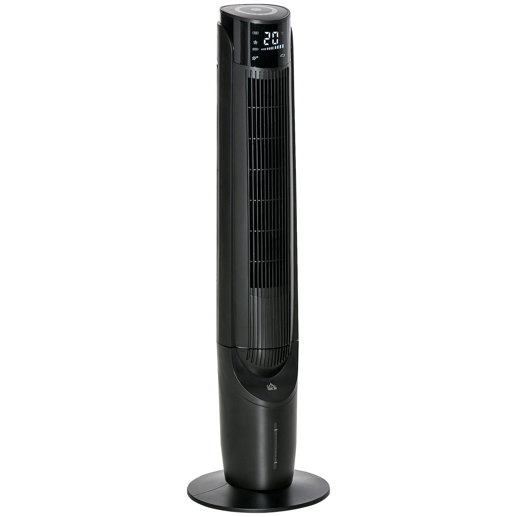 Air Cooler Tower Fan with Water Cooling Humidification 60W Quiet Stand Fan with 12h Timer, 4 Modes, Remote Control, LED Display for Living Room Black ?31.5 x 107 cm