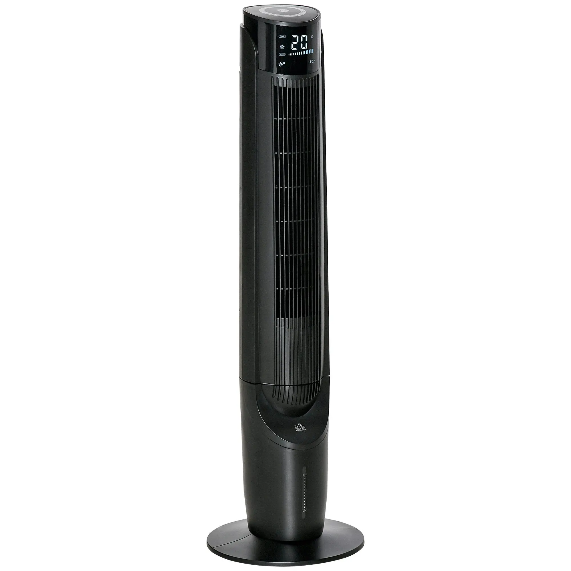Air Cooler Tower Fan with Water Cooling Humidification 60W Quiet Stand Fan with 12h Timer, 4 Modes, Remote Control, LED Display for Living Room Black ?31.5 x 107 cm