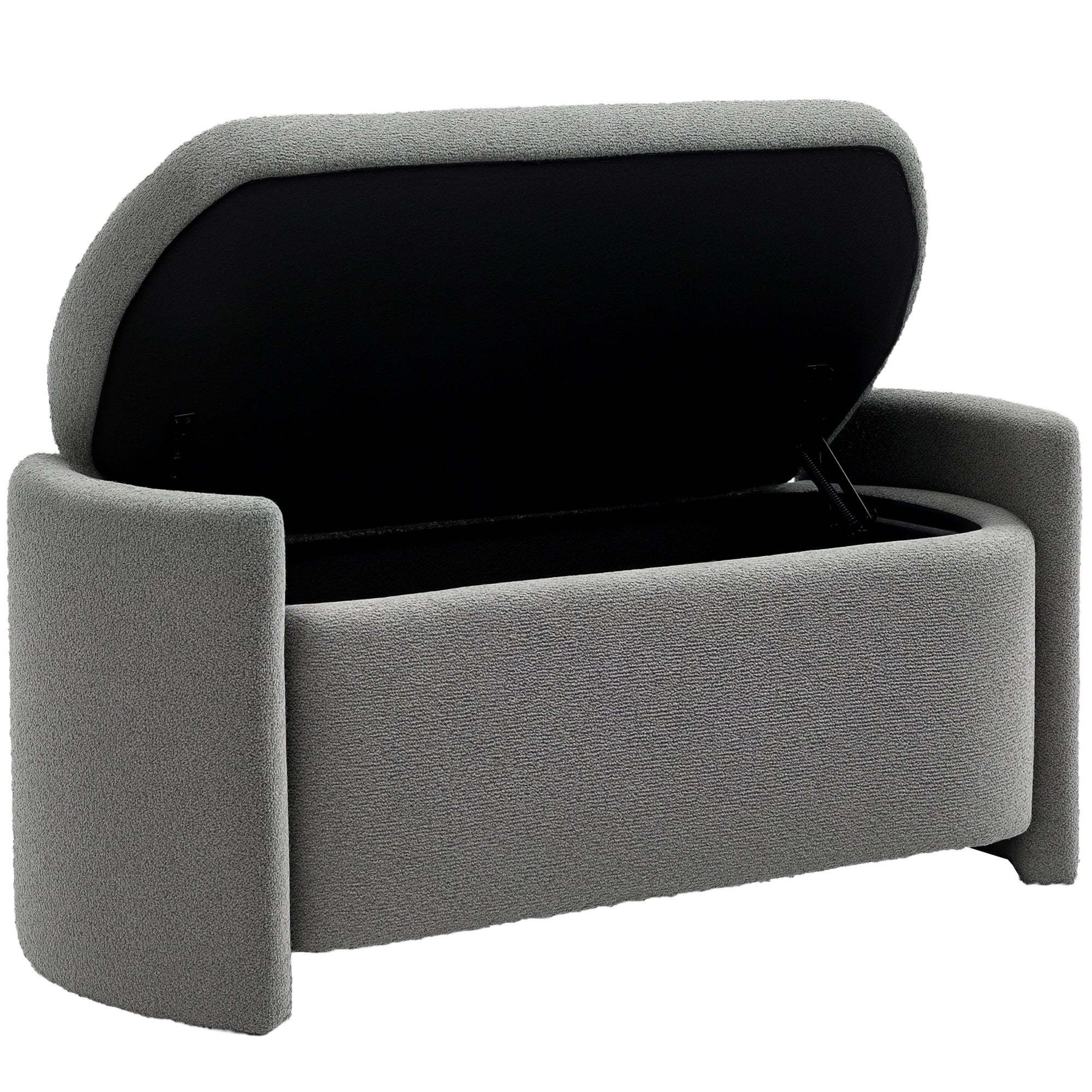 HOMCOM Pad, Tárolós Ágy Pad, Kárpitozott Pad Fedéllel, Teddy Velúr Hatás, Tárolódoboz, Pad a Nappaliba és Hálószobába, Szürke, 105 x 44 x 45,5 cm