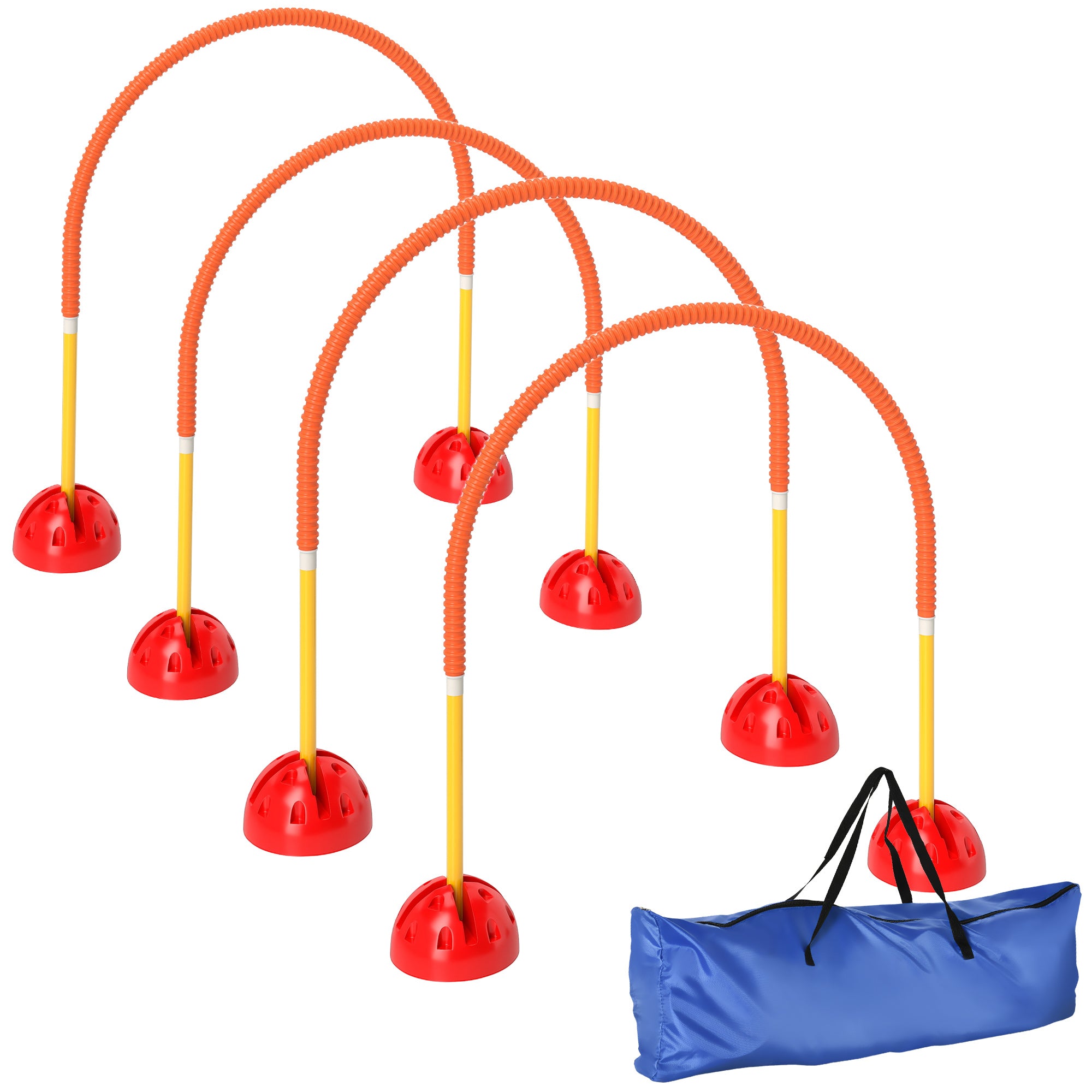 PawHut Hund Agility Equipment Kit, Hund Agility Set mit 4 verstellbaren Toren, Tragetasche, einfache Montage, tragbarer Hund Agility, Gelb und Orange