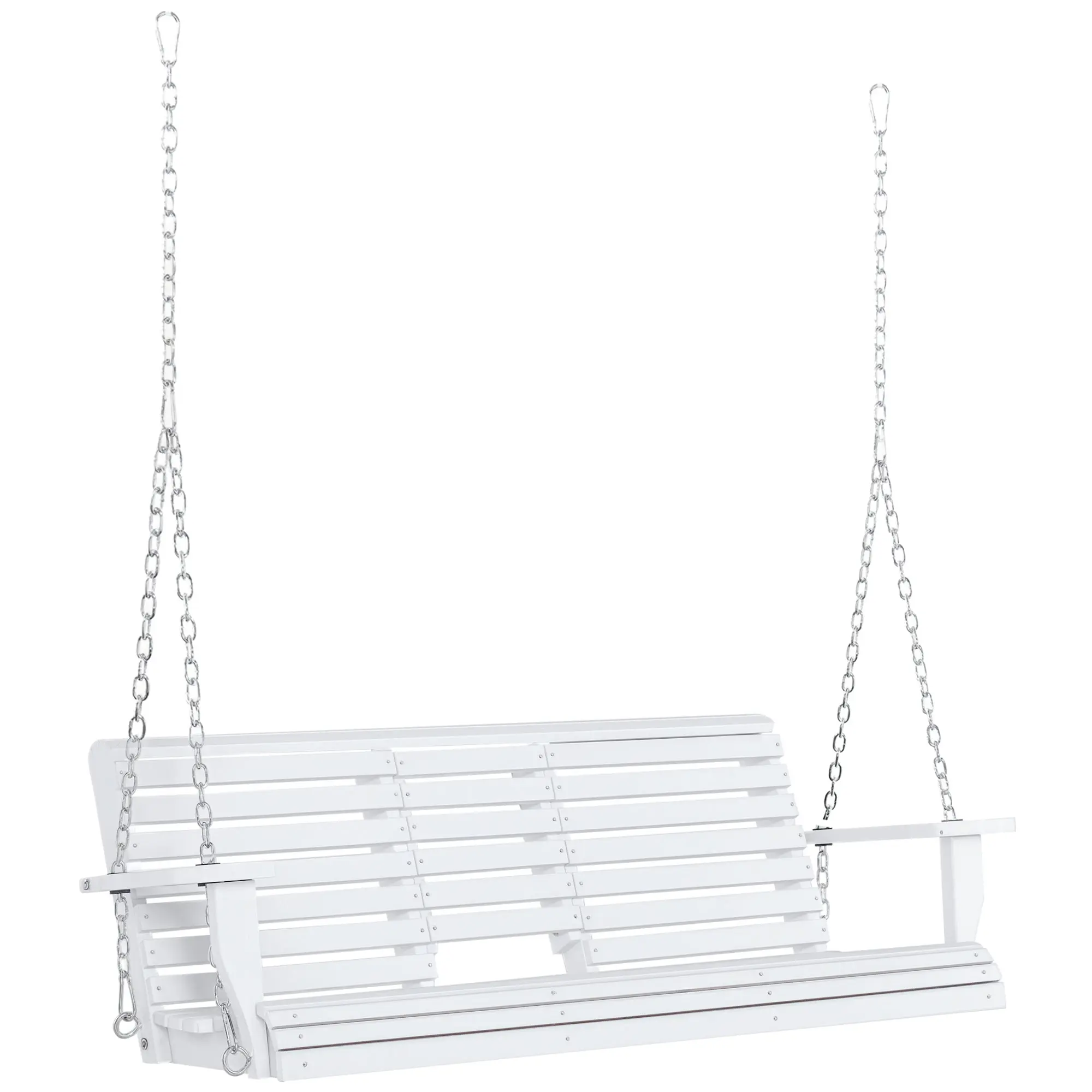 Hanging Bench Garden Swing Bench with Foldable Coffee Table for 2-3 People Fir Wood Patio Terrace Backyard Comfortable 150 x 75 x 53 cm White