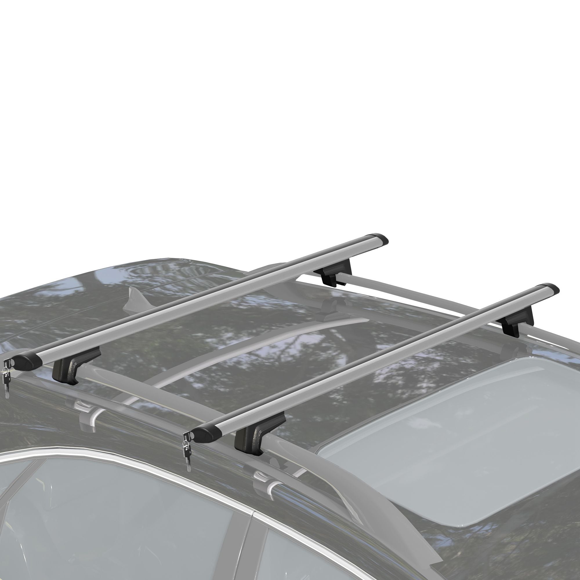 HOMCOM Universal-Dachträger für Fahrzeuge Aluminium Dachgepäckträger Automobil Universeller Dachträger mit Schloss 75 kg Tragfähigkeit 123,5 cm Silber