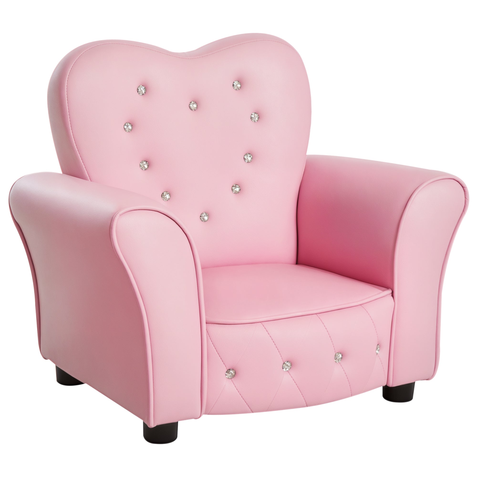 HOMCOM Dětská pohovka Dětské křeslo Princeznovský mini pohovka do dětského pokoje srdcového tvaru Růžová L59 x Š41,5 x V49 cm