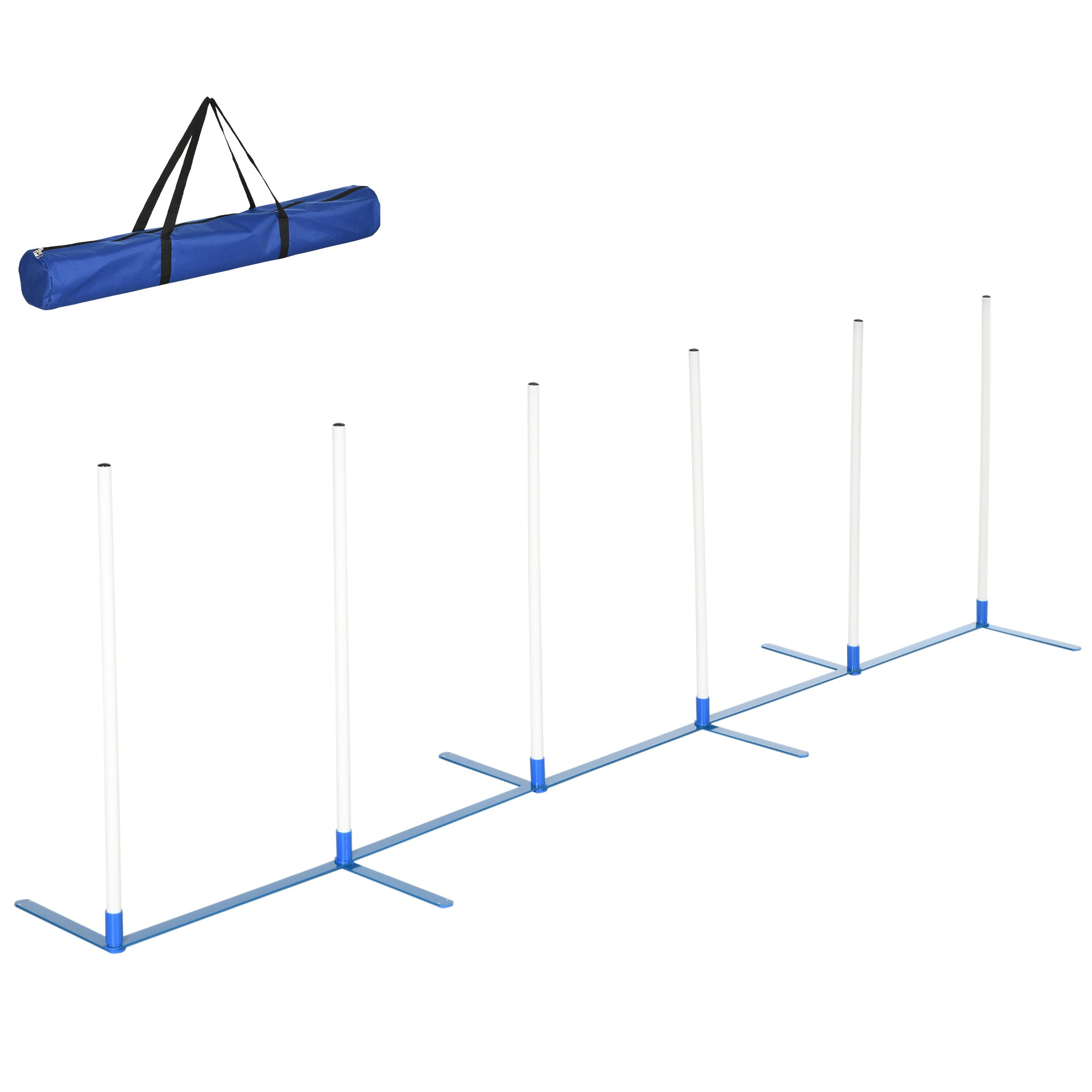 PawHut Agility-Set für Hunde - 6-teiliges Agility-Equipment für Hundetraining, faltbares Poleset mit 6 Slalomstangen und Tragetasche, Koordinationstraining für Spiele