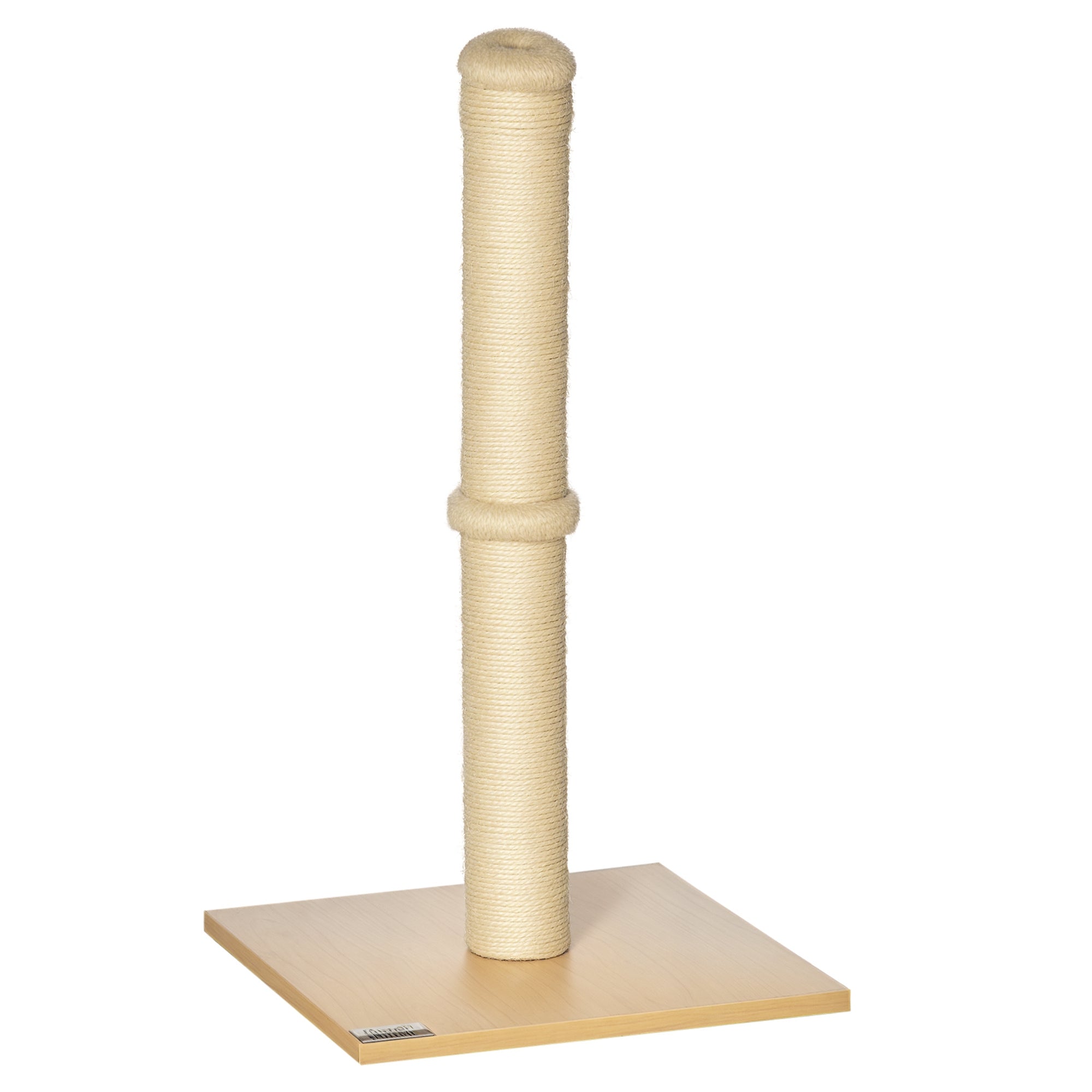 PawHut Raapimispuu Kissoille - Raapimispylväs sisalista, vakaa raapimispuu, leikkikalu, kissa pallolla, 60 cm, lastulevy, sisal, Beige+Tammi, 34 x 34 x 60 cm