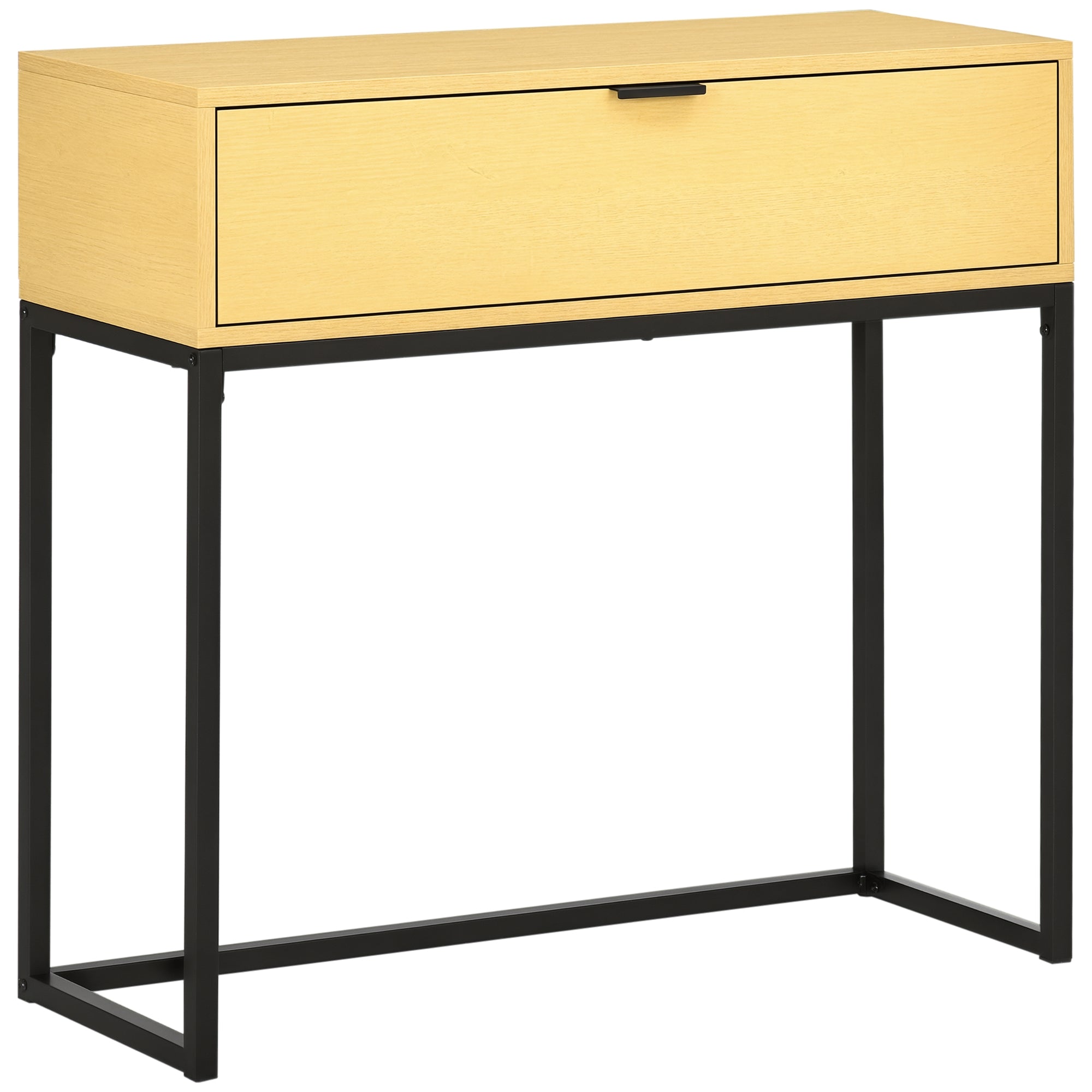 HOMCOM Konsolbord med Skuffe - Moderne Sidebord med Stålben til Entré, Stue og Soveværelse 80x30x76 cm Natur