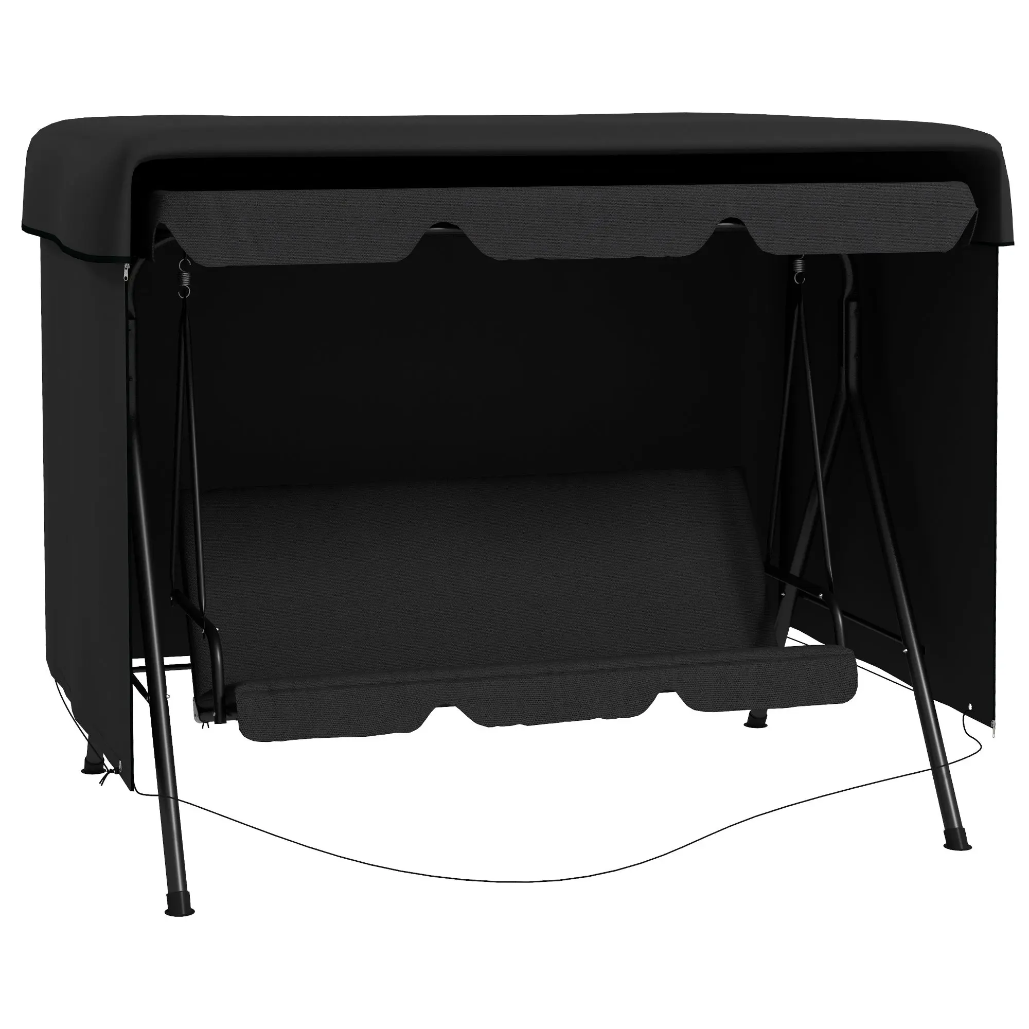 Garden Swing Protective Cover Waterproof Tarp 2.15L x 1.55W x 1.5H m PE Black